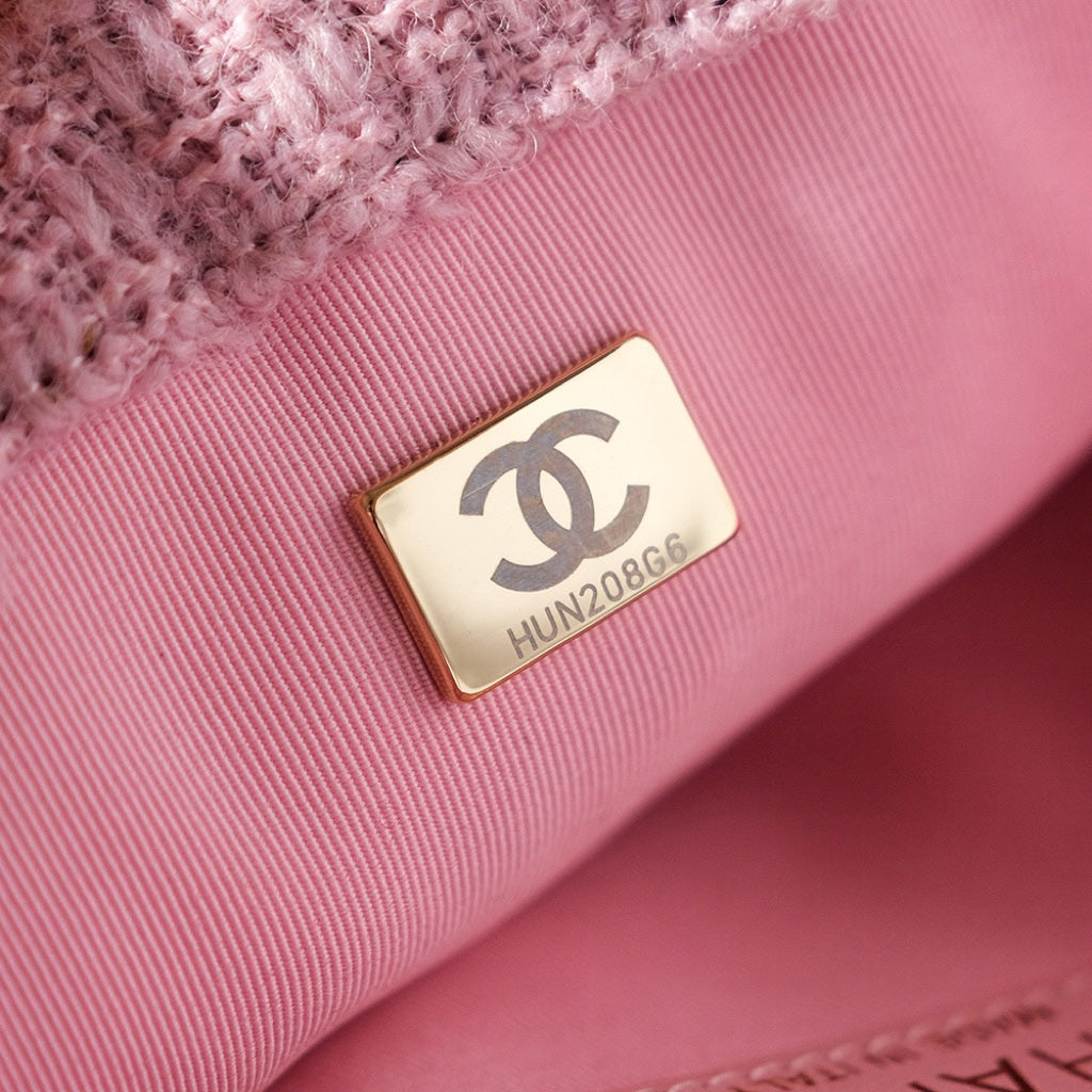 CC 24N Flap Bag 20cm Pink Beige Tweed Sherling mysite