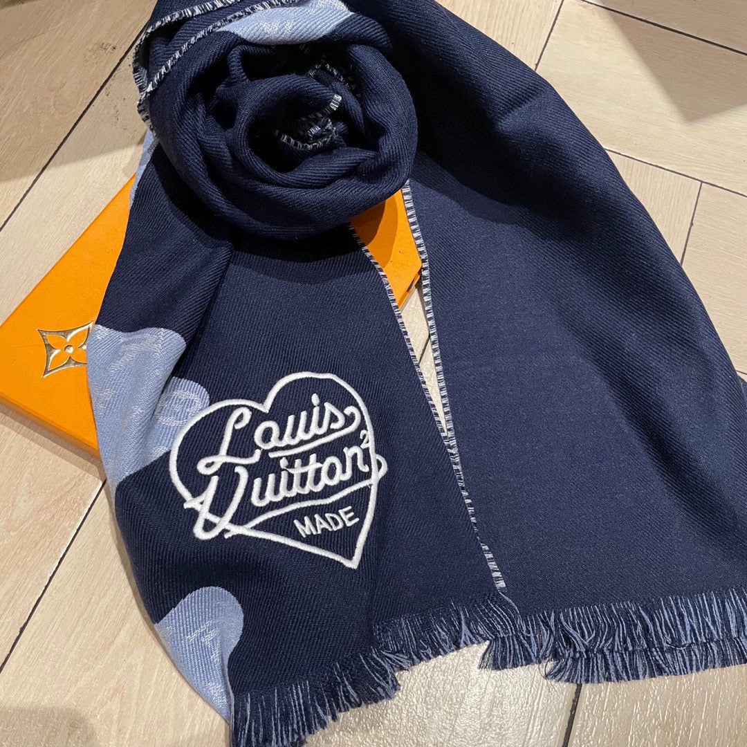 MONOGRAM DRIP 200 CM IN NAVY BLUE WOOL 391068 mysite