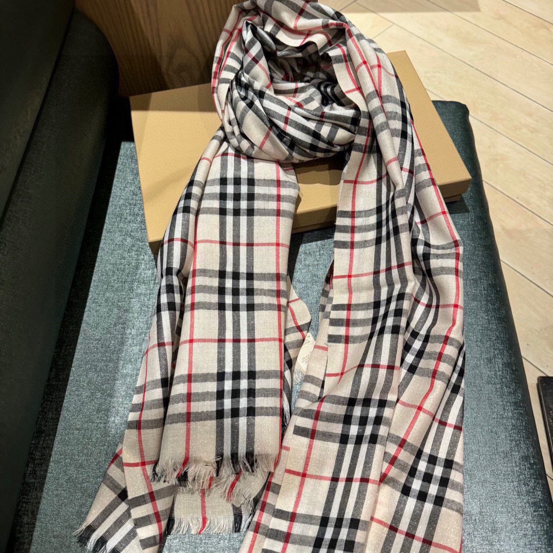 CHECK SCARF 200 CM IN CAMEL BEIGE MIX BLACK CASHMERE AND SILK 394664 mysite