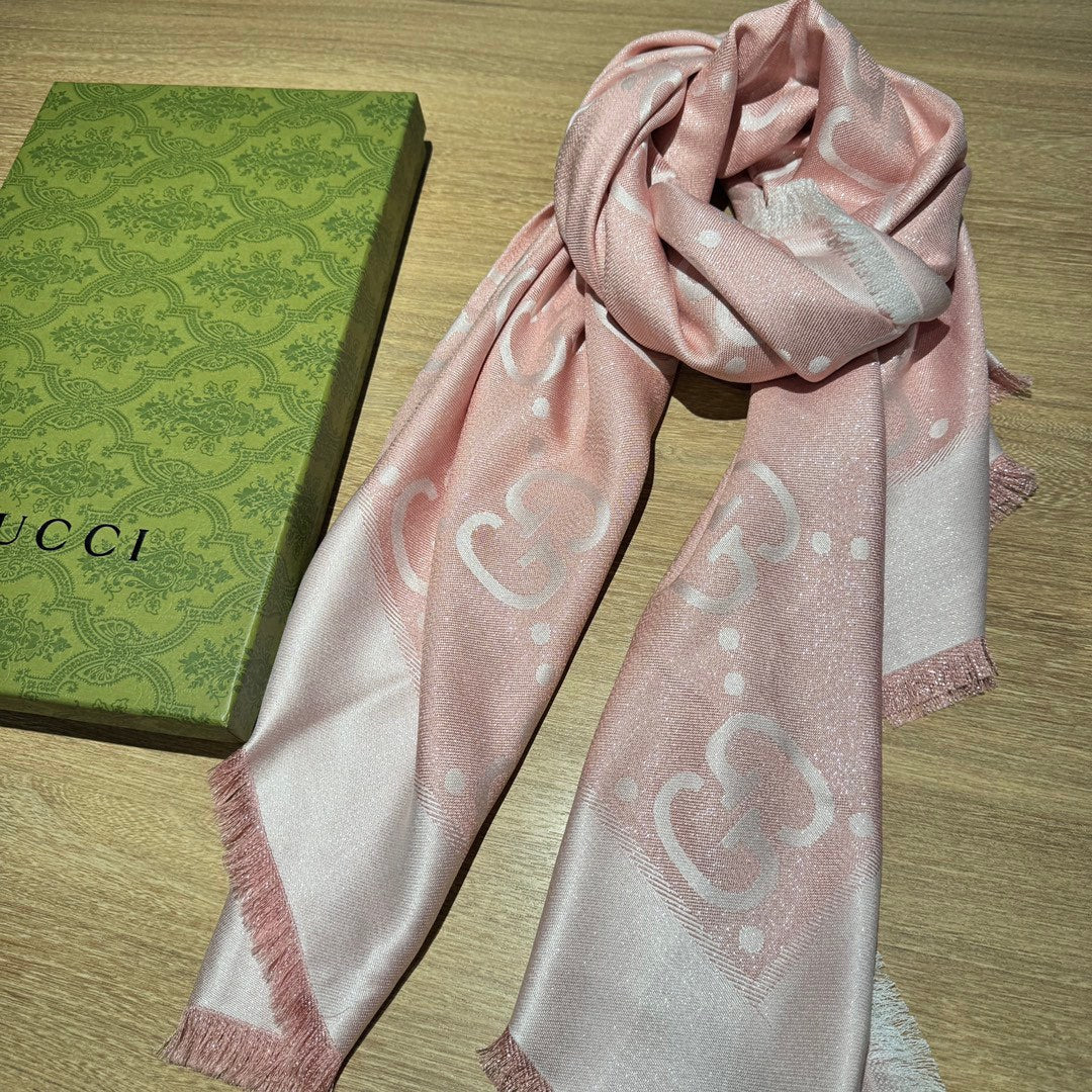 JACQUARD SILK WOOL SHAWL 140 CM LIGHT PINK 401260 mysite