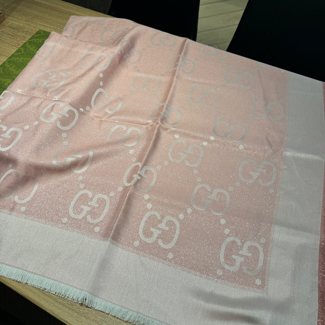 JACQUARD SILK WOOL SHAWL 140 CM BISQUE BEIGE 401261 mysite