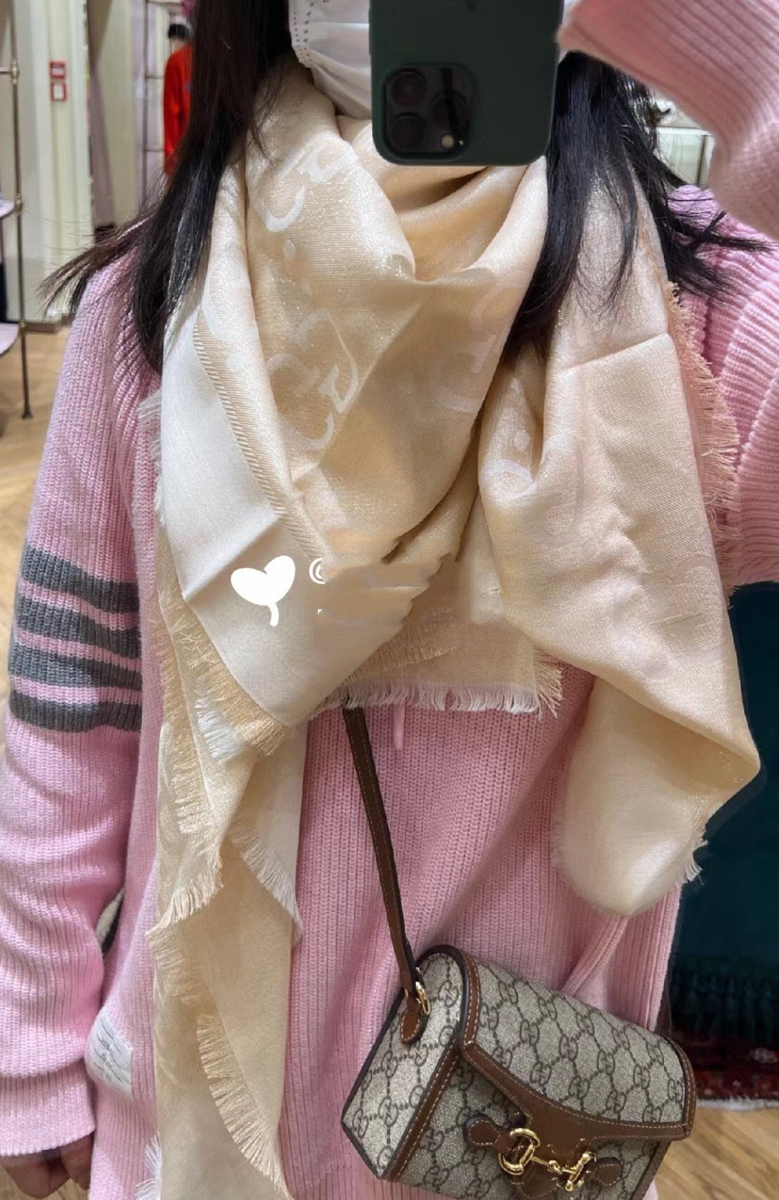 JACQUARD SILK WOOL SHAWL 140 CM BISQUE BEIGE 401261 mysite