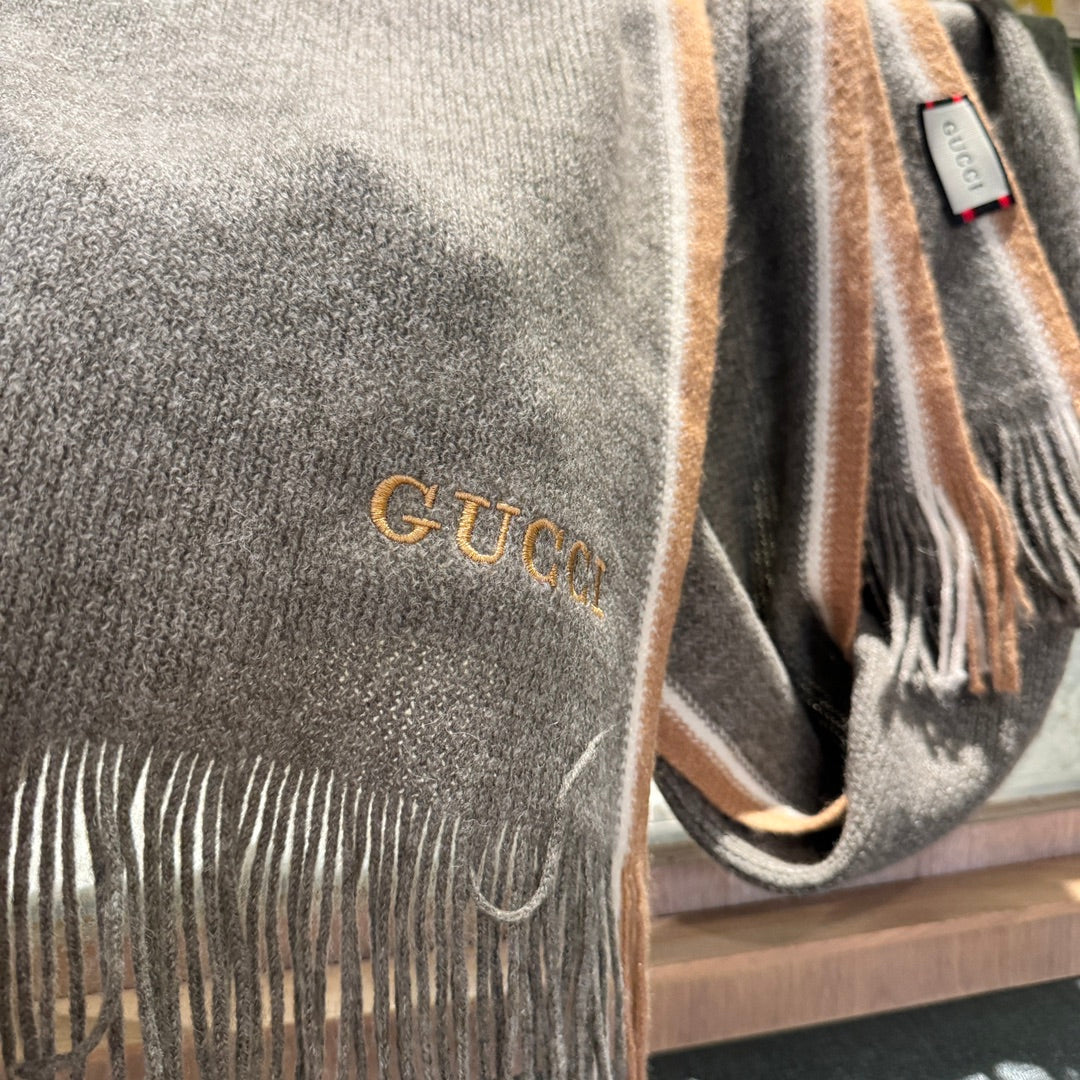 SCARF 180 CM IN SHADOW GRAY MIX PEANUT BROWN WOOL 403965 mysite