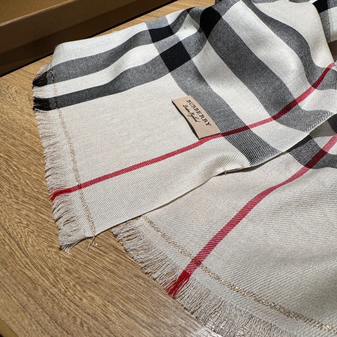 CHECK SCARF 200 CM IN WHITE MIX BLACK WOOL 410342 mysite