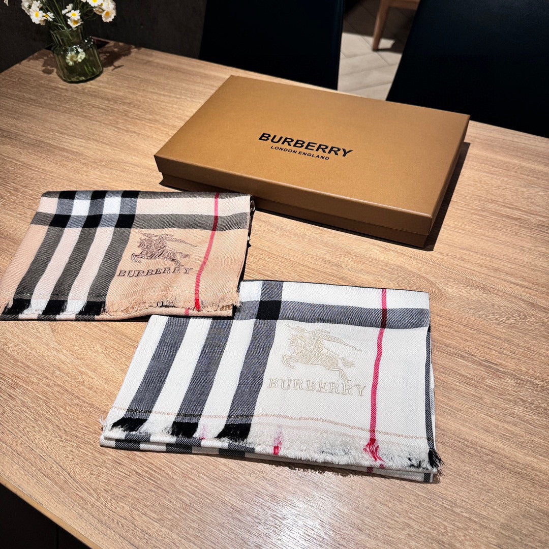 CHECK SCARF 200 CM IN SAND BROWN MIX BLACK WOOL 410343 mysite