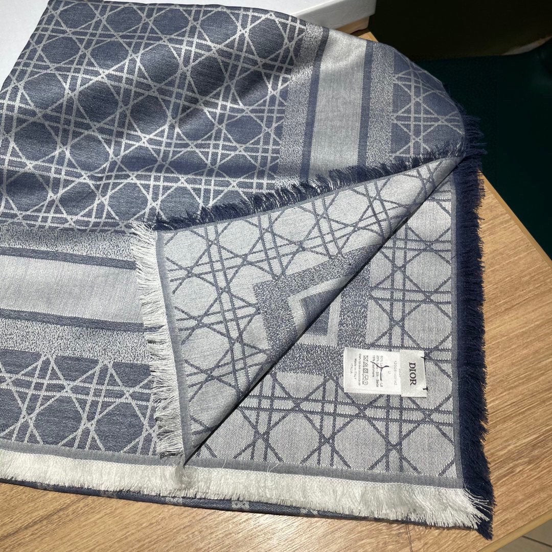 SQUARE SCARF 140 CM IN AEGEAN BLUE MIX WHITE  WOOL AND SILK 415455 mysite