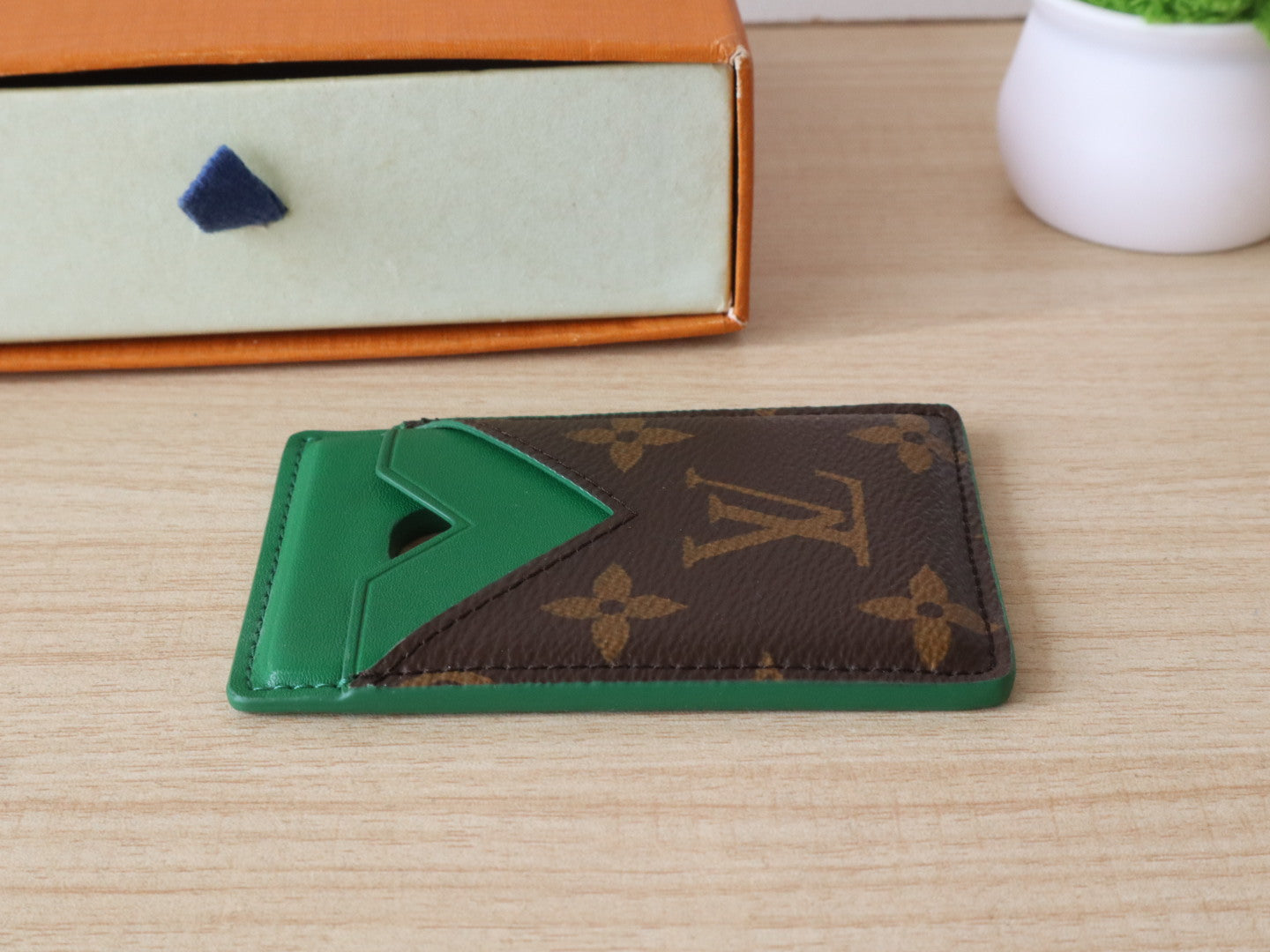 LV Porte-Cartes Magnet Brown Green Monogram Canvas & Cowhide mysite