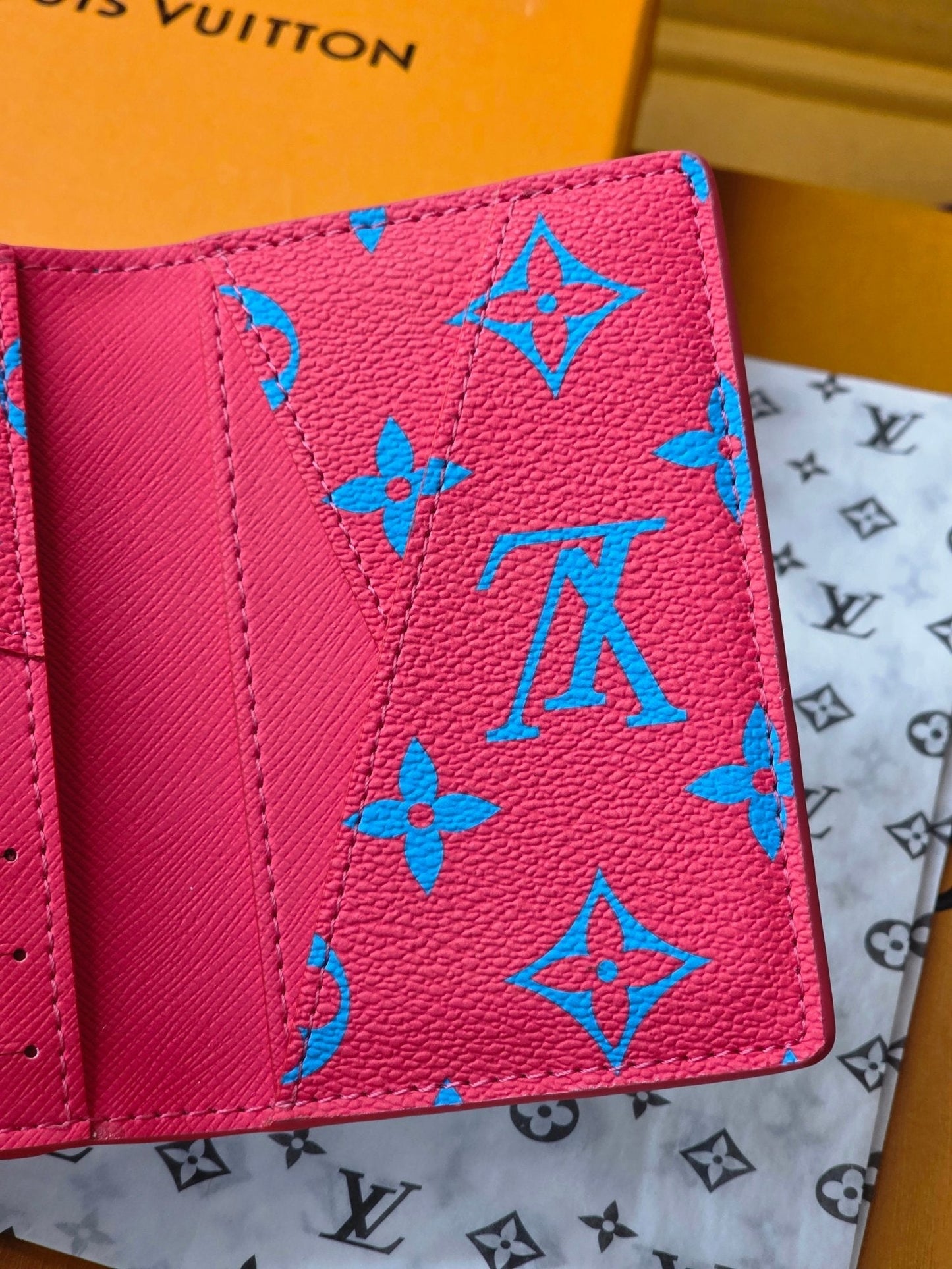 LV M14767 Pocket Organizer Blue Red Monogram Glow Canvas & Cowhide mysite