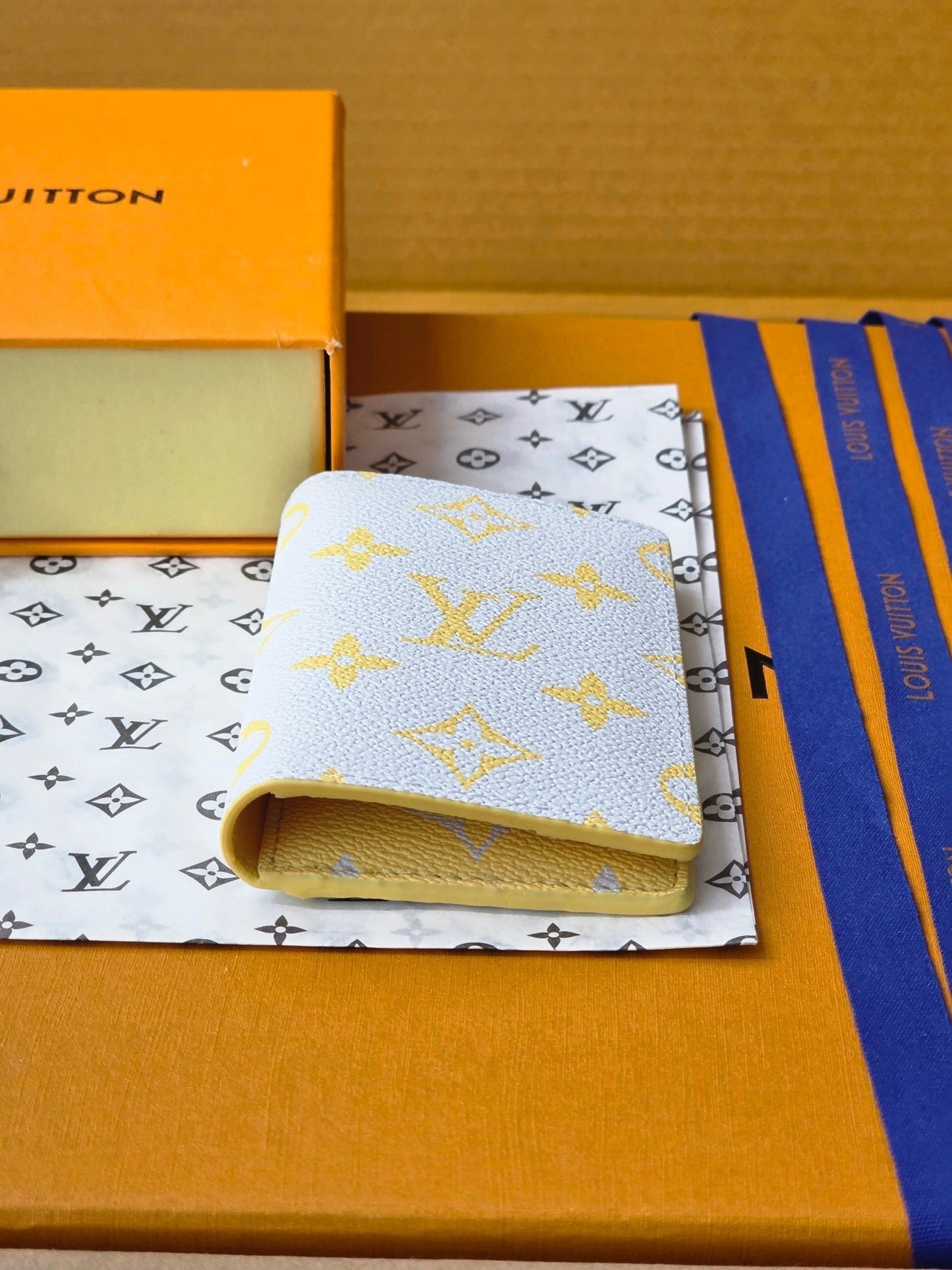 LV M14769 Pocket Organizer Gray Yellow Monogram Glow Canvas & Cowhide mysite