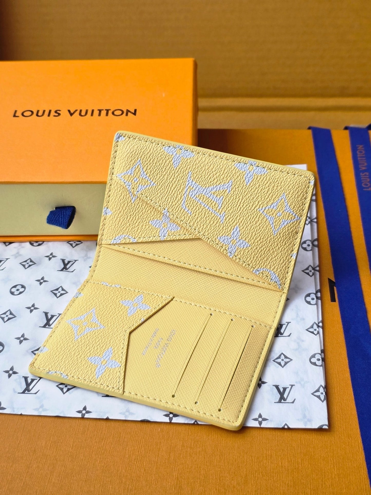 LV M14769 Pocket Organizer Gray Yellow Monogram Glow Canvas & Cowhide mysite