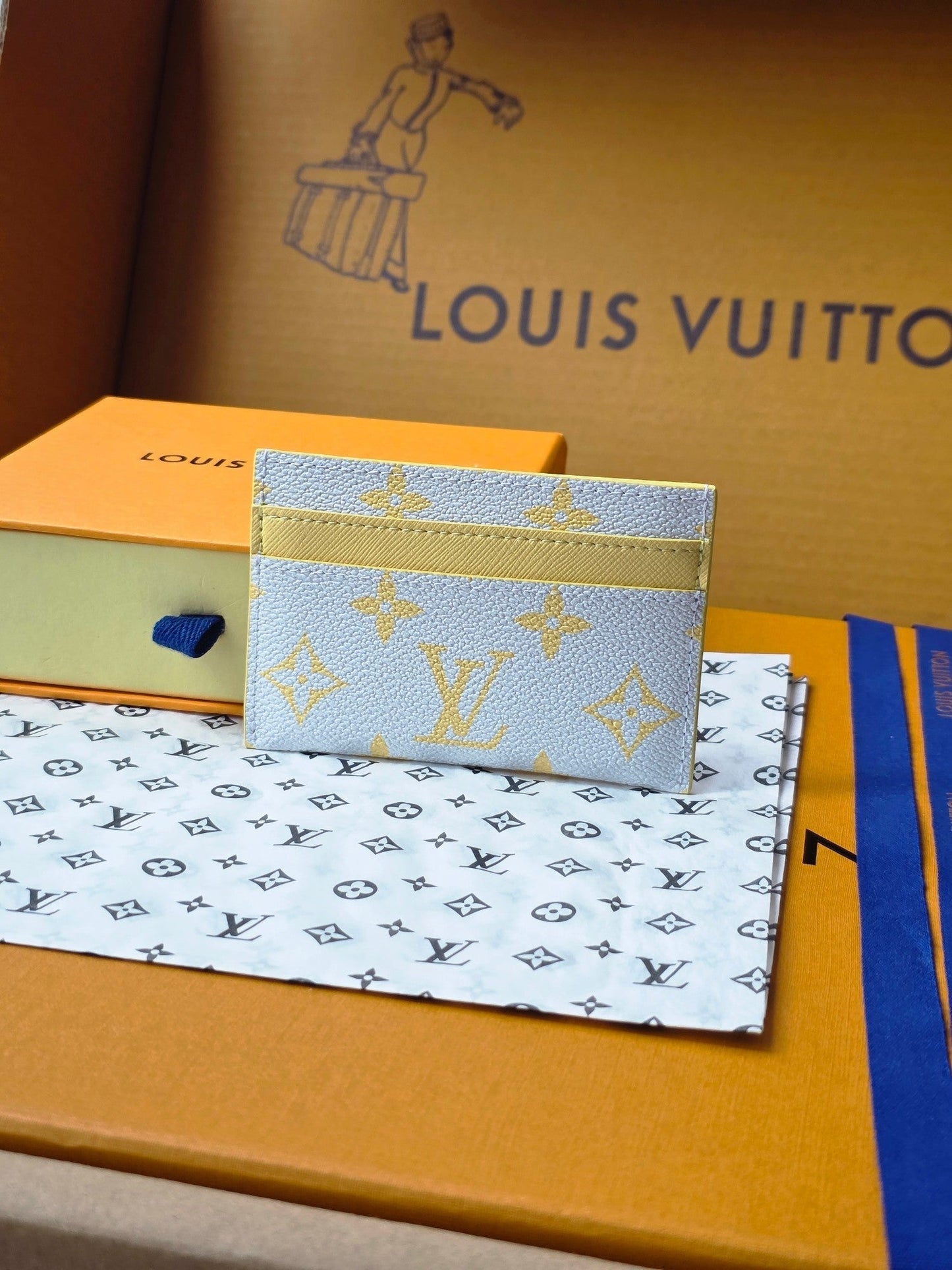 LV M14771 Double Card Holder  Gray Yellow Monogram Glow Canvas & Cowhide mysite