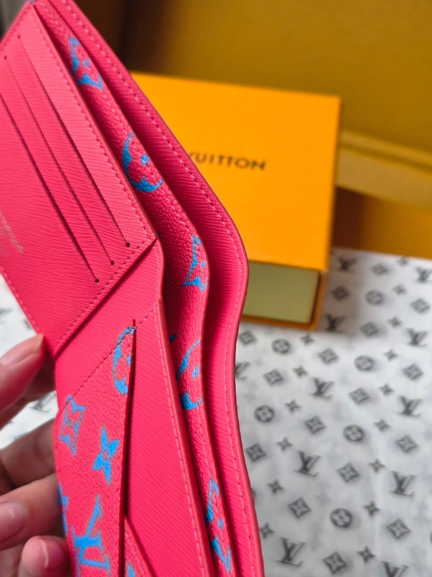 LV M14694 Multiple Wallet Blue Red Monogram Glow Canvas & Cowhide mysite