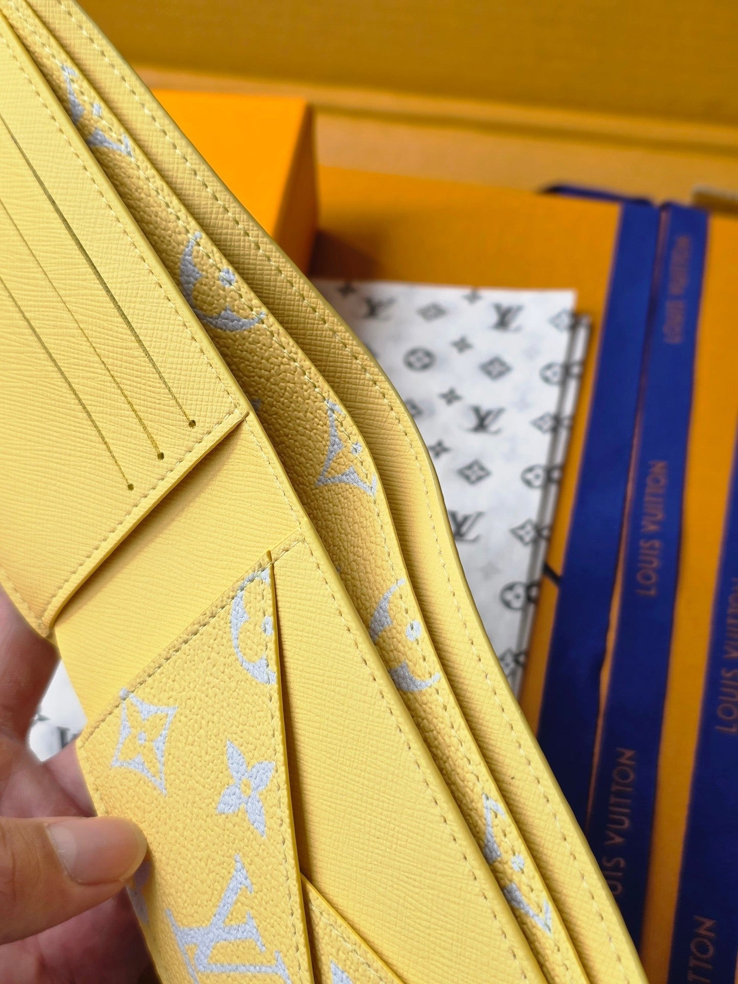 LV M14694 Multiple Wallet Gray Yellow Monogram Glow Canvas & Cowhide mysite