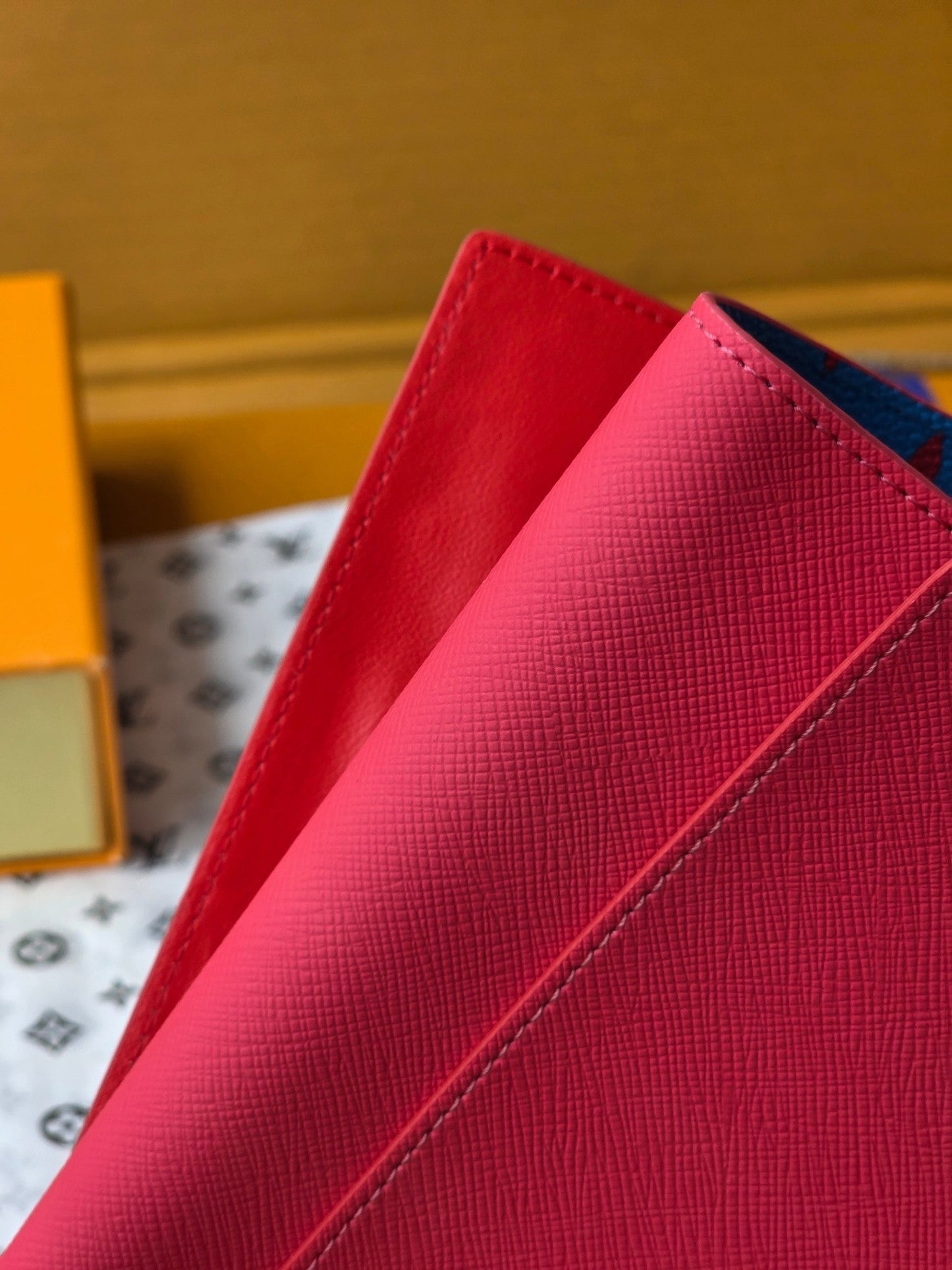 LV M14770 Passport Cover Blue Red Monogram Glow Canvas & Cowhide mysite