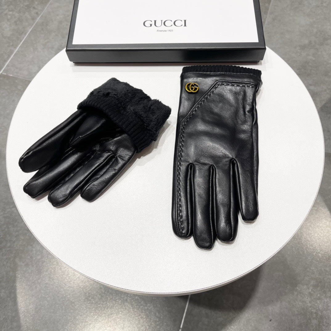 TOUCHSCREEN GLOVES IN BLACK LAMBSKIN MIX WOOL 130577 mysite