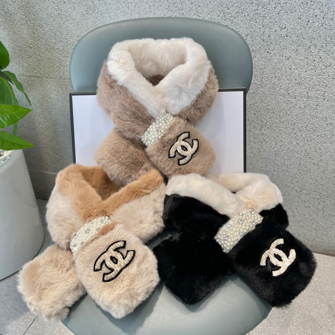 SCARF IN MEDIUM BROWN RABBIT FUR 397446 mysite
