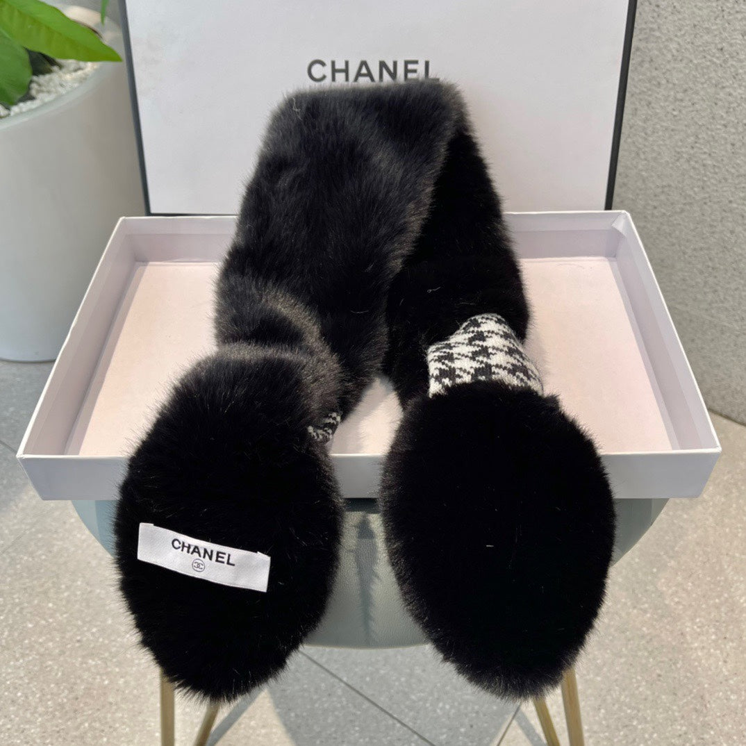SCARF IN BLACK RABBIT FUR 397452 mysite