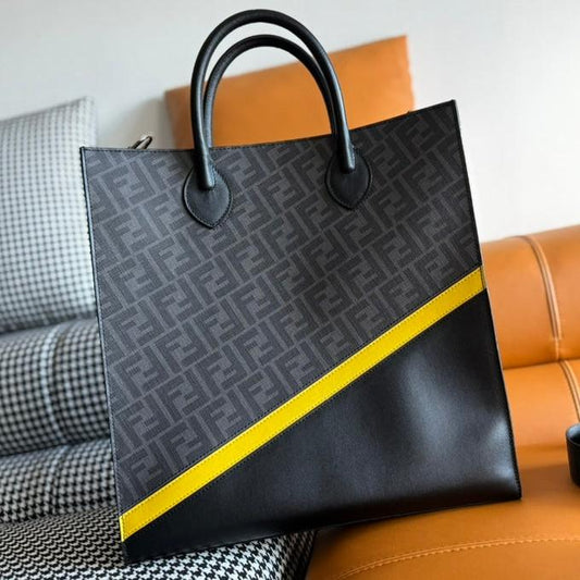 FENDI 38 BAG FF MONOGRAM FF BLACK CALFSKIN WITH STRAP mysite