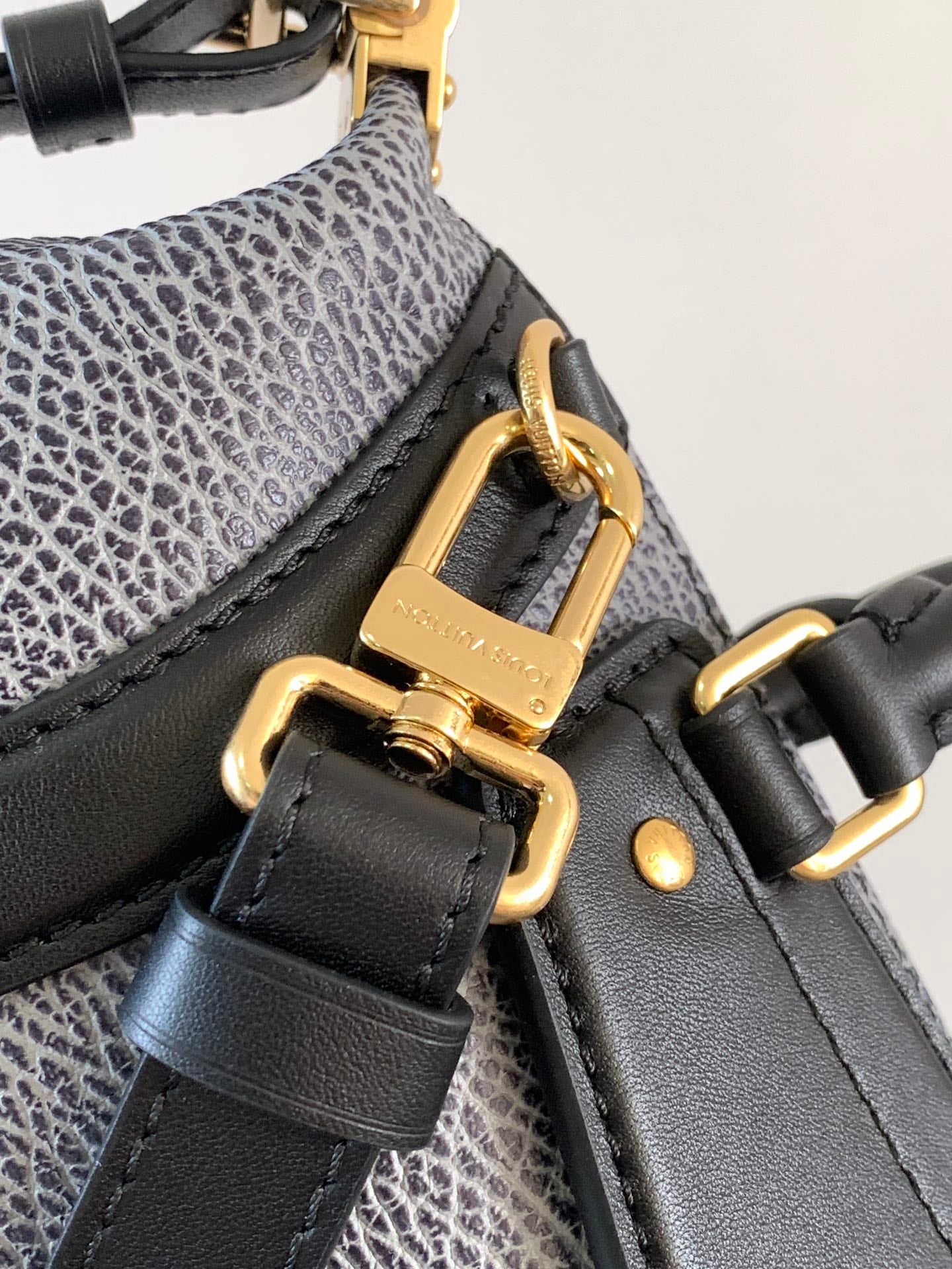 LV Nano LV Biker 23cm Black Light Gray Sheepskin & Cowhide Metal mysite