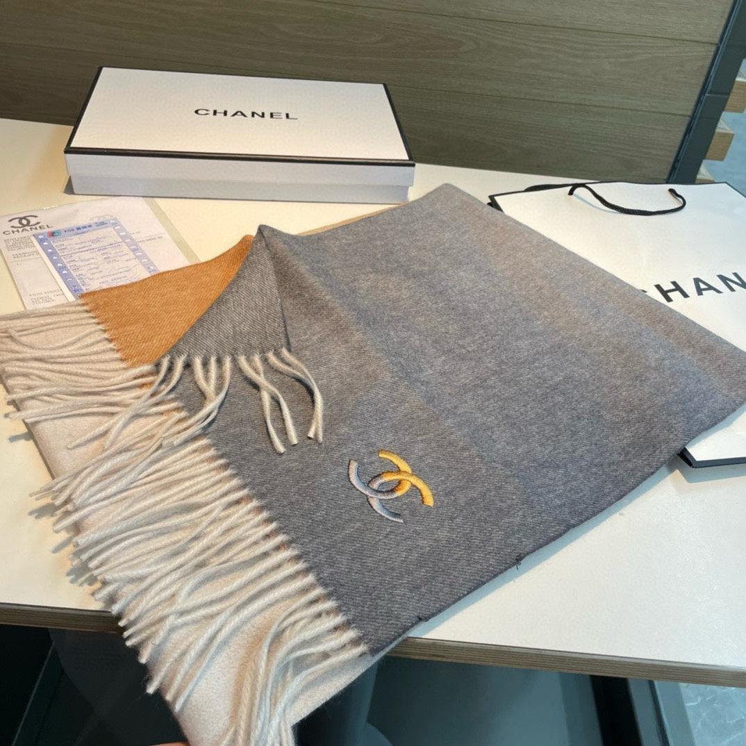 SCARF 180 CM IN SHADOW GRAY MIX COPPER BROWN CASHMERE 387918 mysite