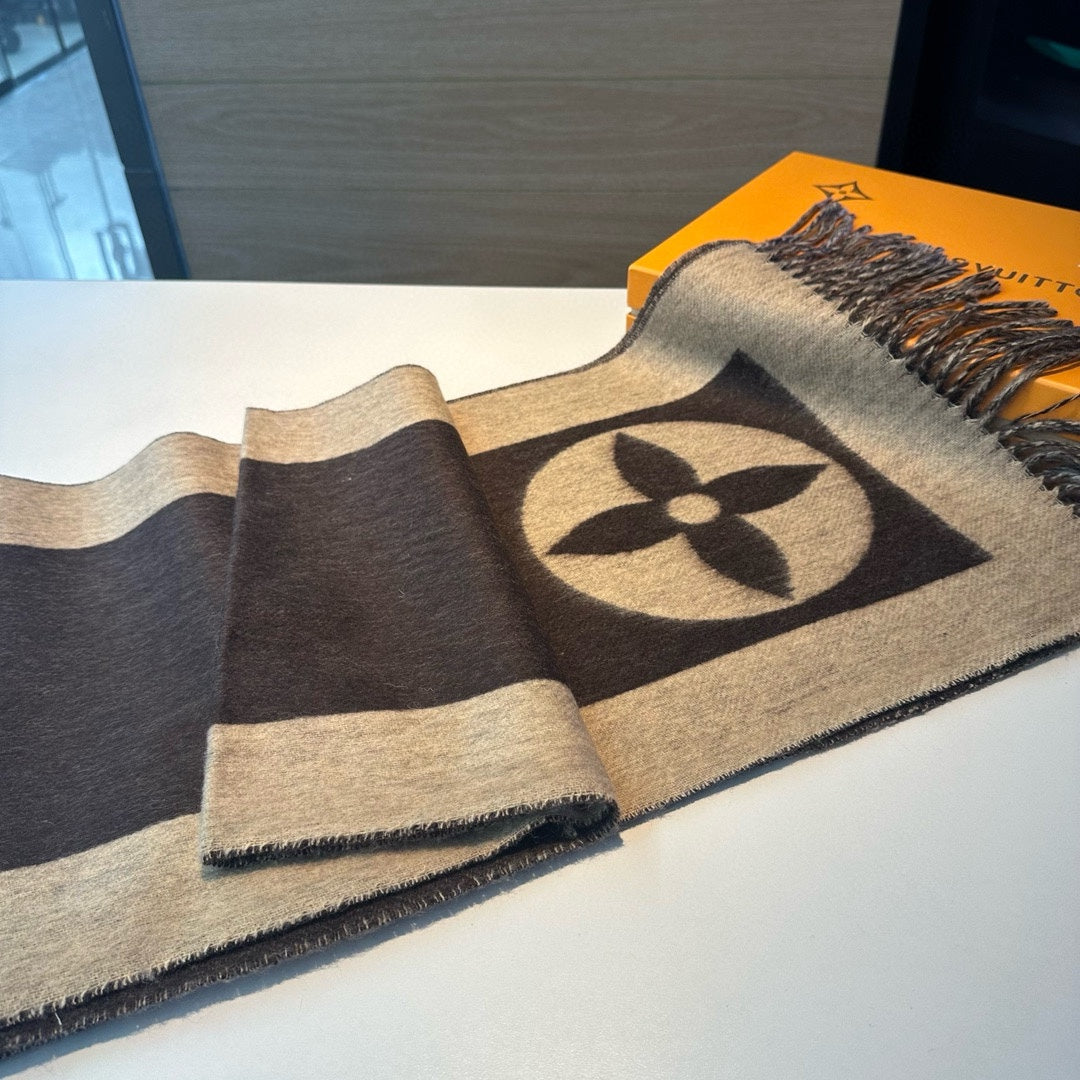 SCARF 180 CM IN KHAKI BROWN CASHMERE 394489 mysite