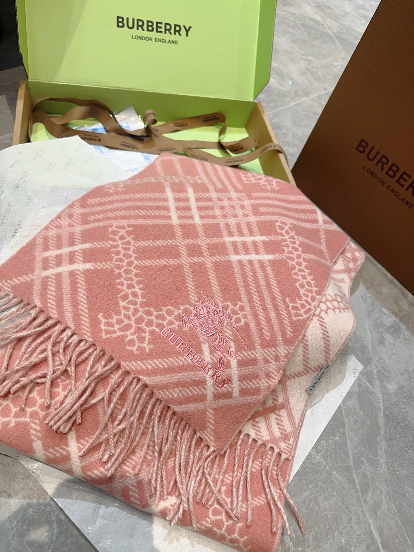 CLASSIC CHECK SCARF 168 CM IN ROSE PINK CASHMERE 396321 mysite