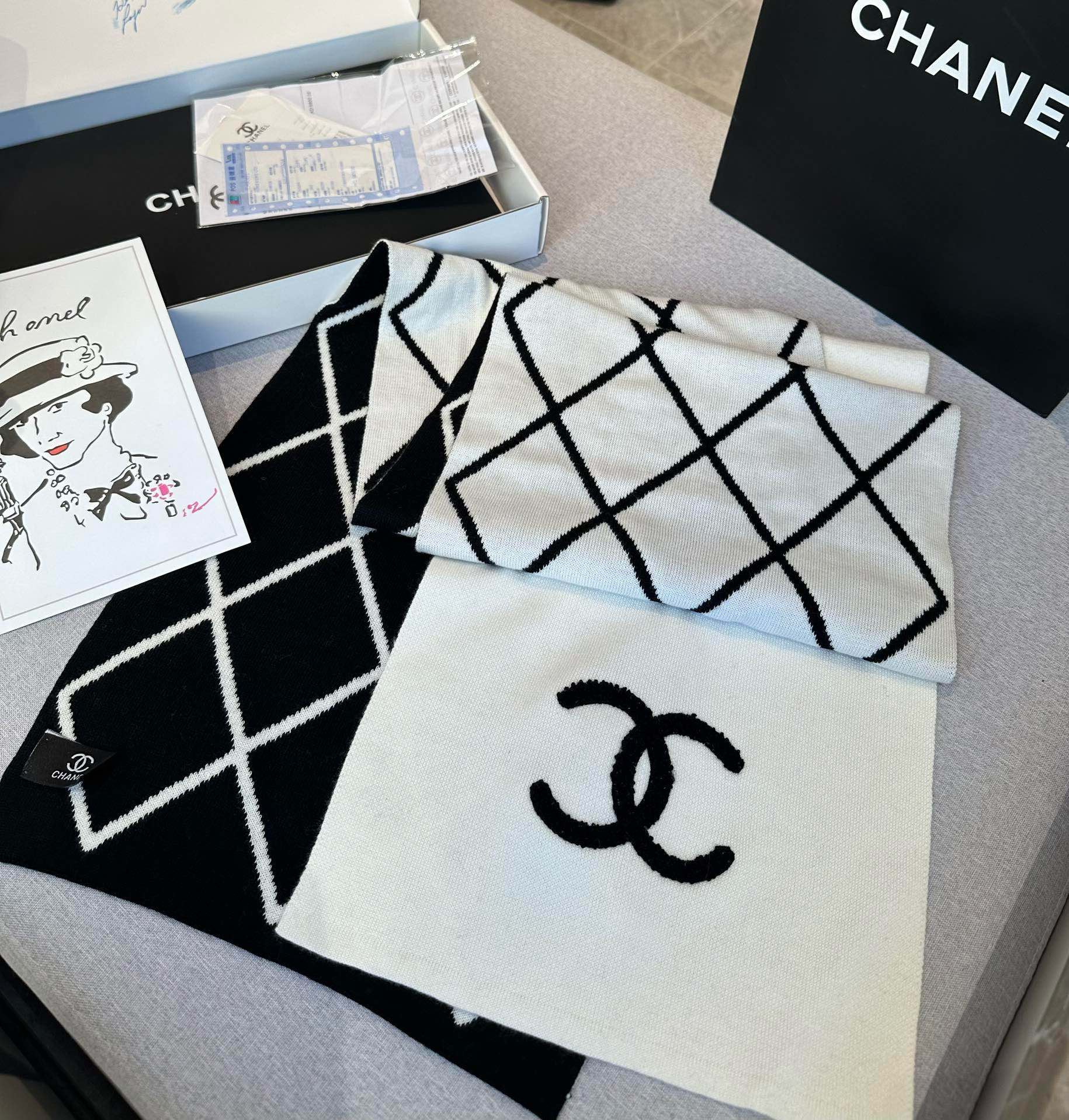 SCARF 180 CM IN BLACK MIX WHITE CASHMERE 401971 mysite