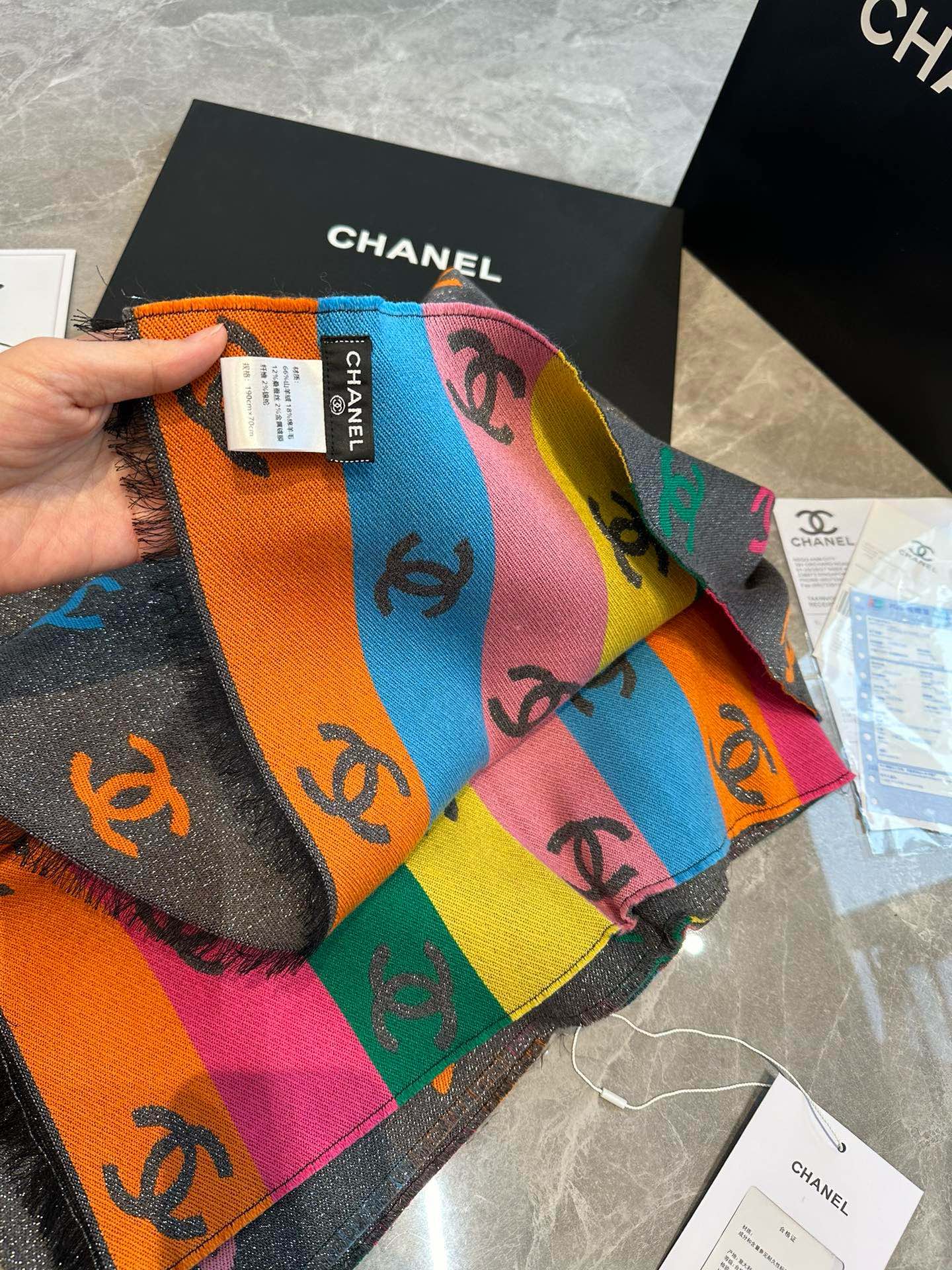 RAINBOW SCARF 180 CM IN COLORFUL CASHMERE AND WOOL 401988 mysite