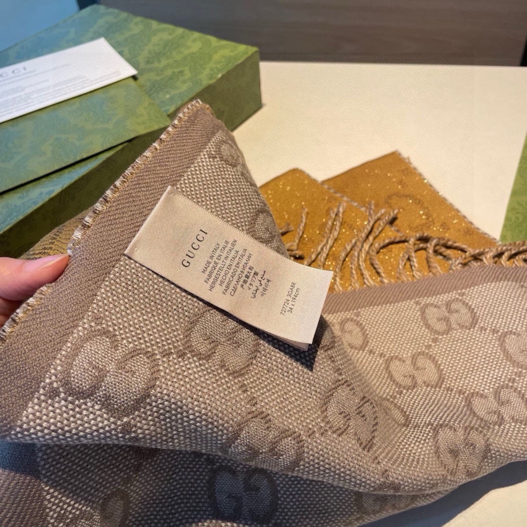 SCARF IN PEANUT BROWN AND KHAKI BROWN WOOL 405142 mysite