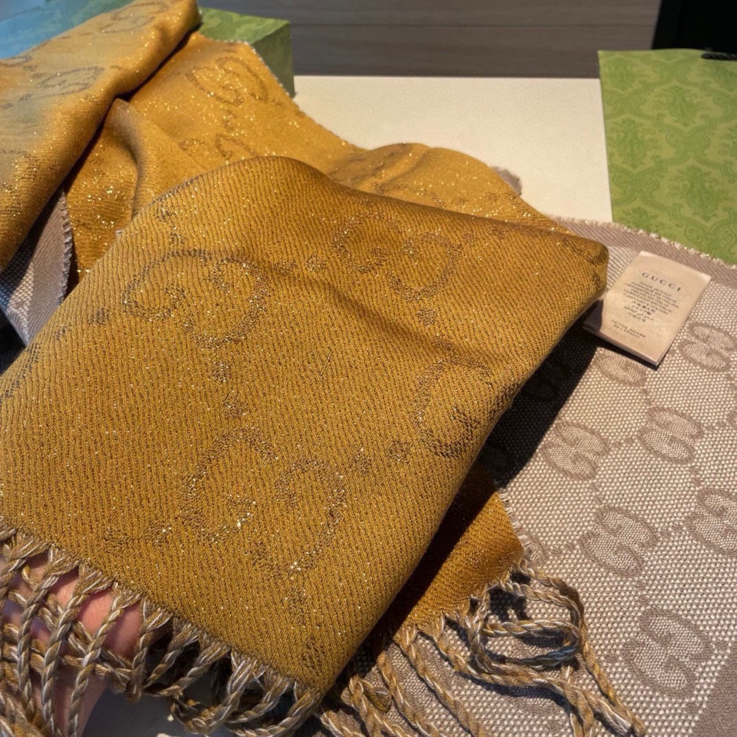 SCARF IN PEANUT BROWN AND KHAKI BROWN WOOL 405142 mysite