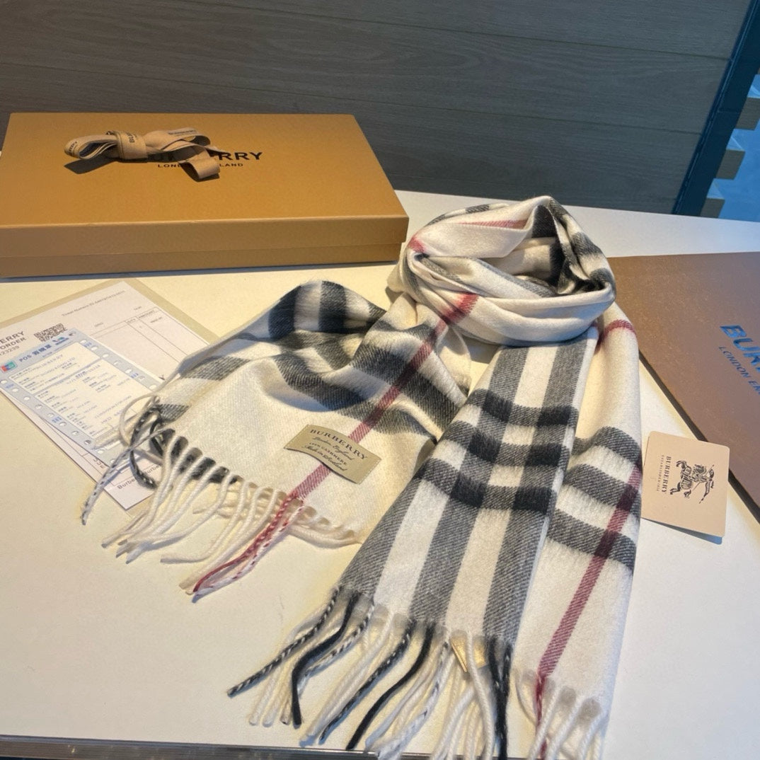 SCARF 168 CM IN BLACK MIX WHITE CASHMERE 408588 mysite