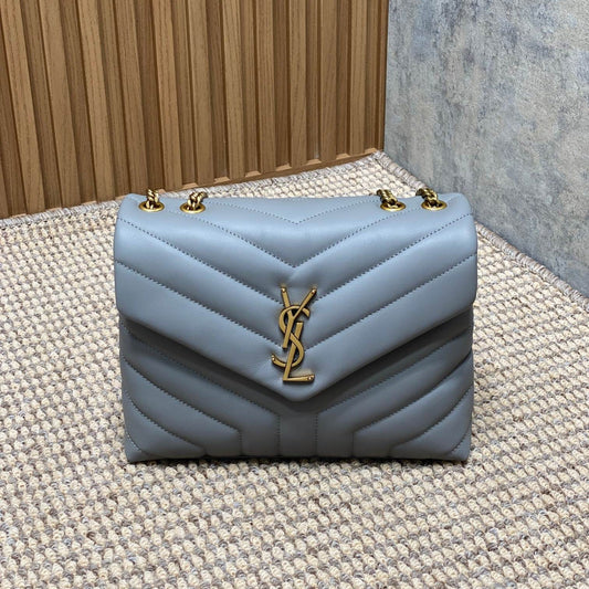 LOULOU SMALL 25 IN ASH BLUE LAMBSKIN GOLD HARDWARE mysite