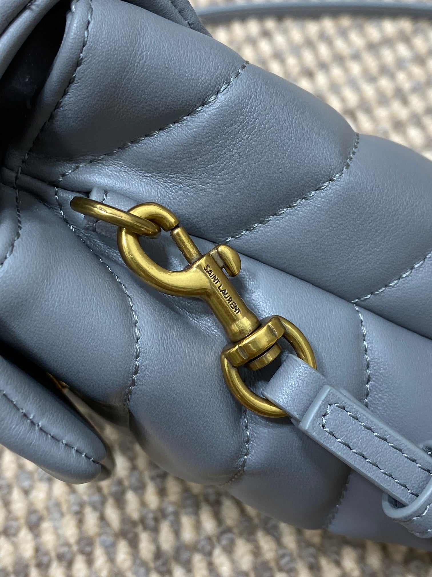 LOULOU MINI BAG 20 IN ASH BLUE QUILTED LAMBSKIN GOLD HARDWARE mysite