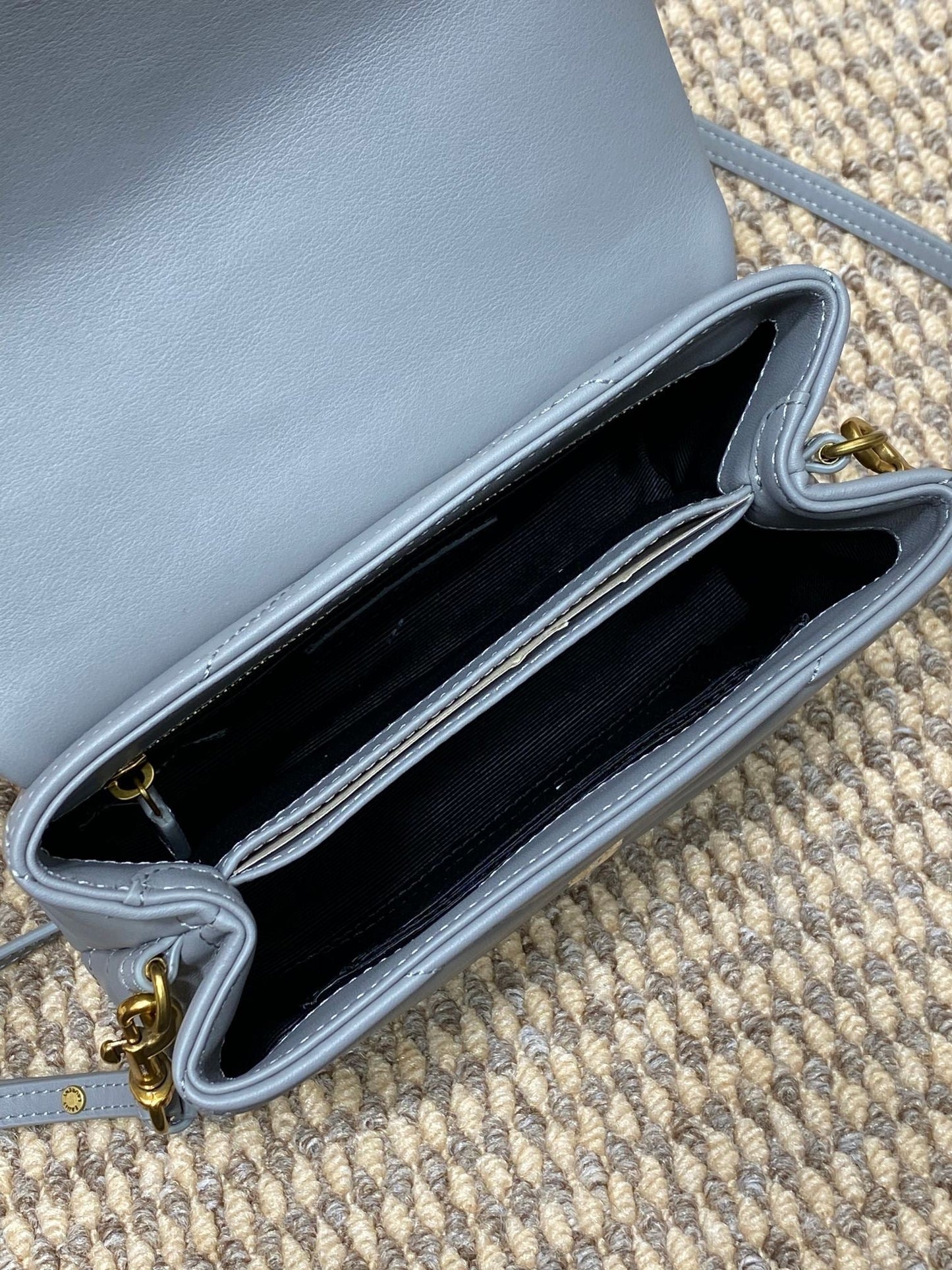 LOULOU MINI BAG 20 IN ASH BLUE QUILTED LAMBSKIN GOLD HARDWARE mysite