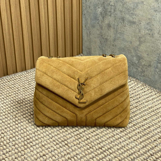 LOULOU SMALL 25 IN PEANUT BROWN SUEDE COPPER HARDWARE mysite