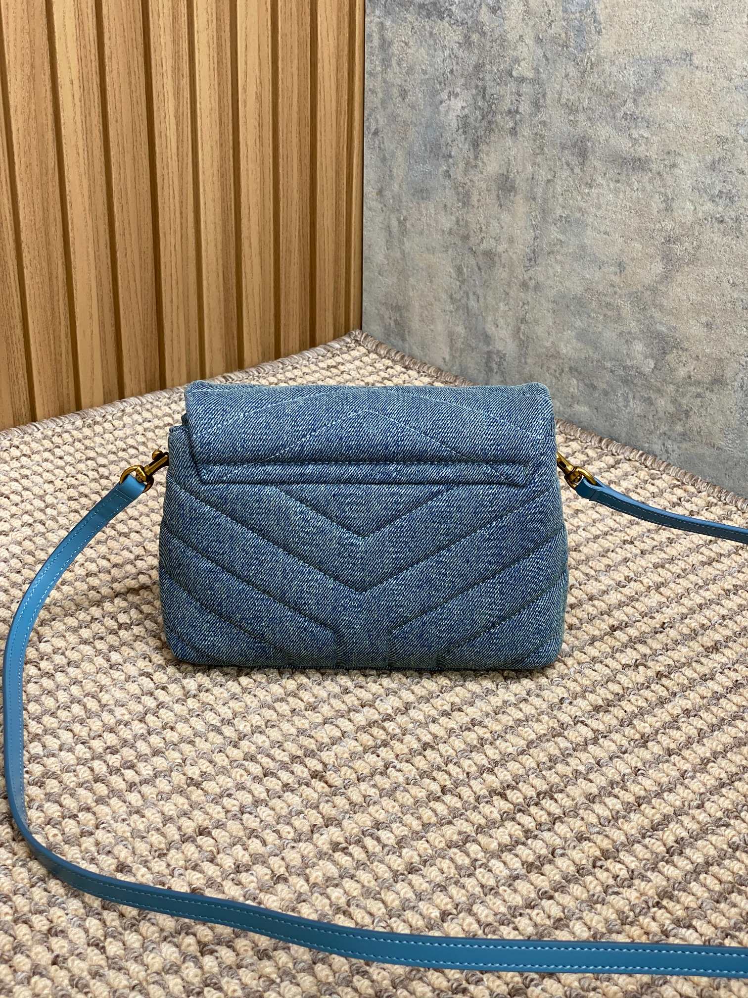 LOULOU MINI BAG 20 IN BLUE DENIM GOLD HARDWARE mysite