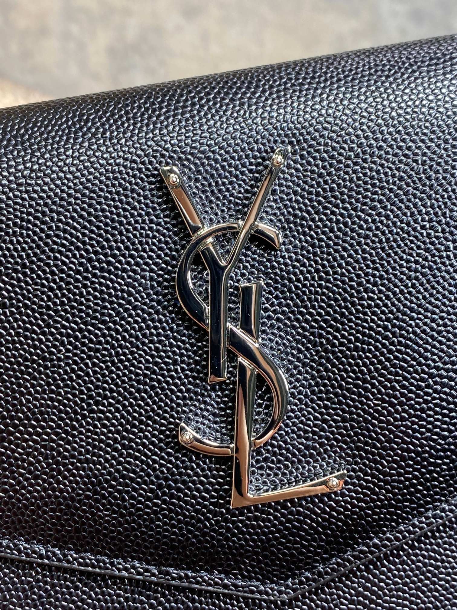 YSL 22s Uptown Pouch Clutch Bag Black Cowhide Sliver HW mysite