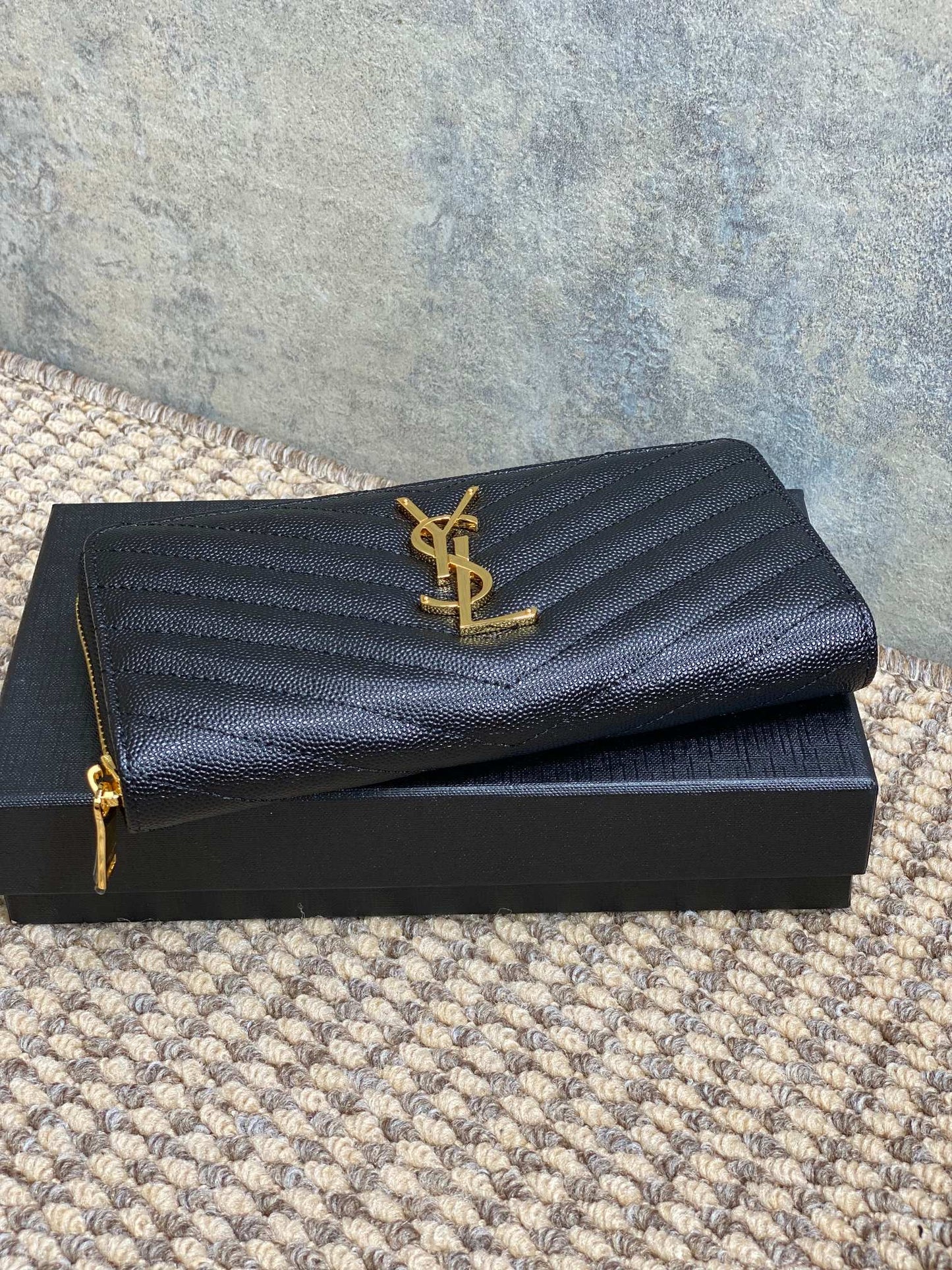YSL Zippy Long Wallet Black Caviar Cowhide GHW mysite