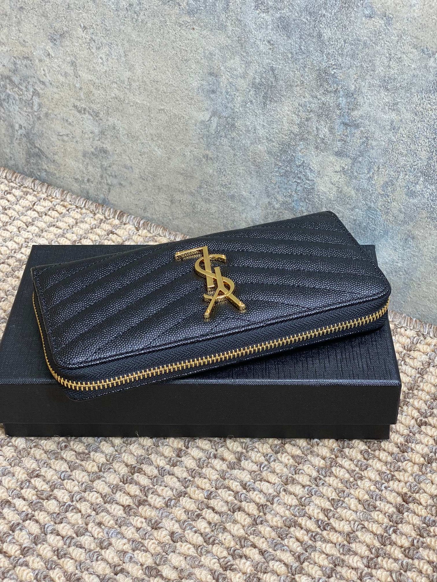YSL Zippy Long Wallet Black Caviar Cowhide GHW mysite