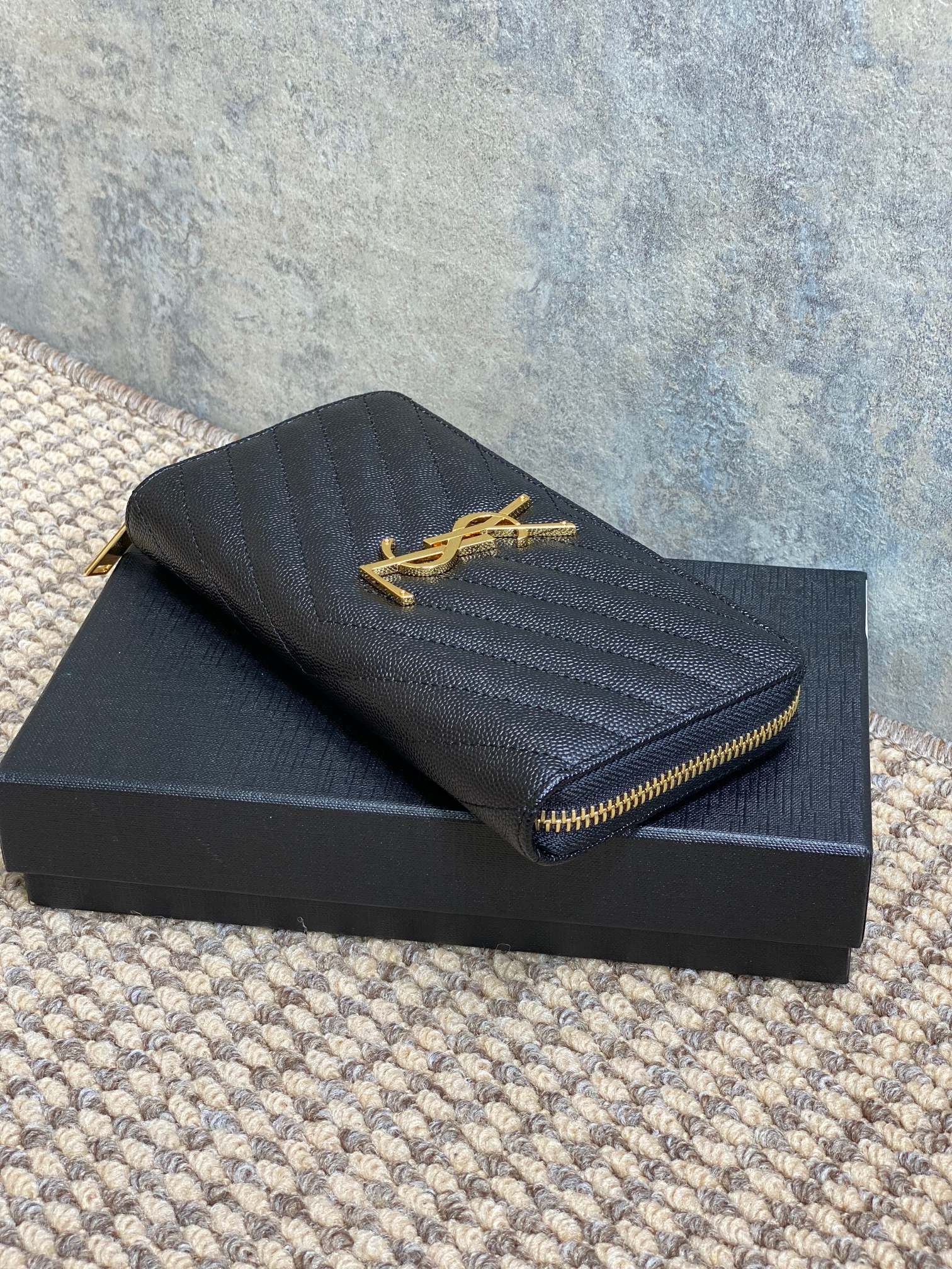 YSL Zippy Long Wallet Black Caviar Cowhide GHW mysite