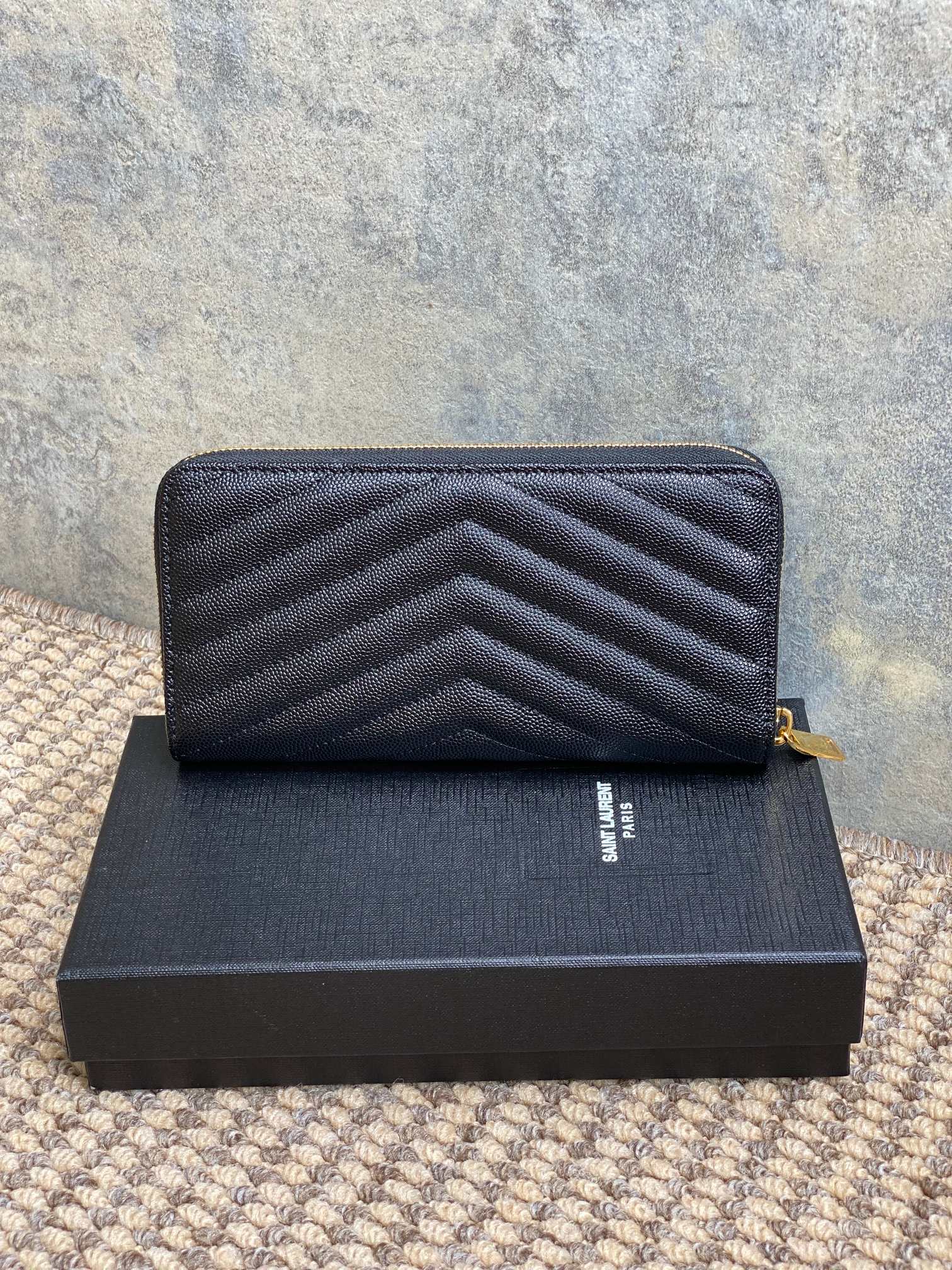 YSL Zippy Long Wallet Black Caviar Cowhide GHW mysite