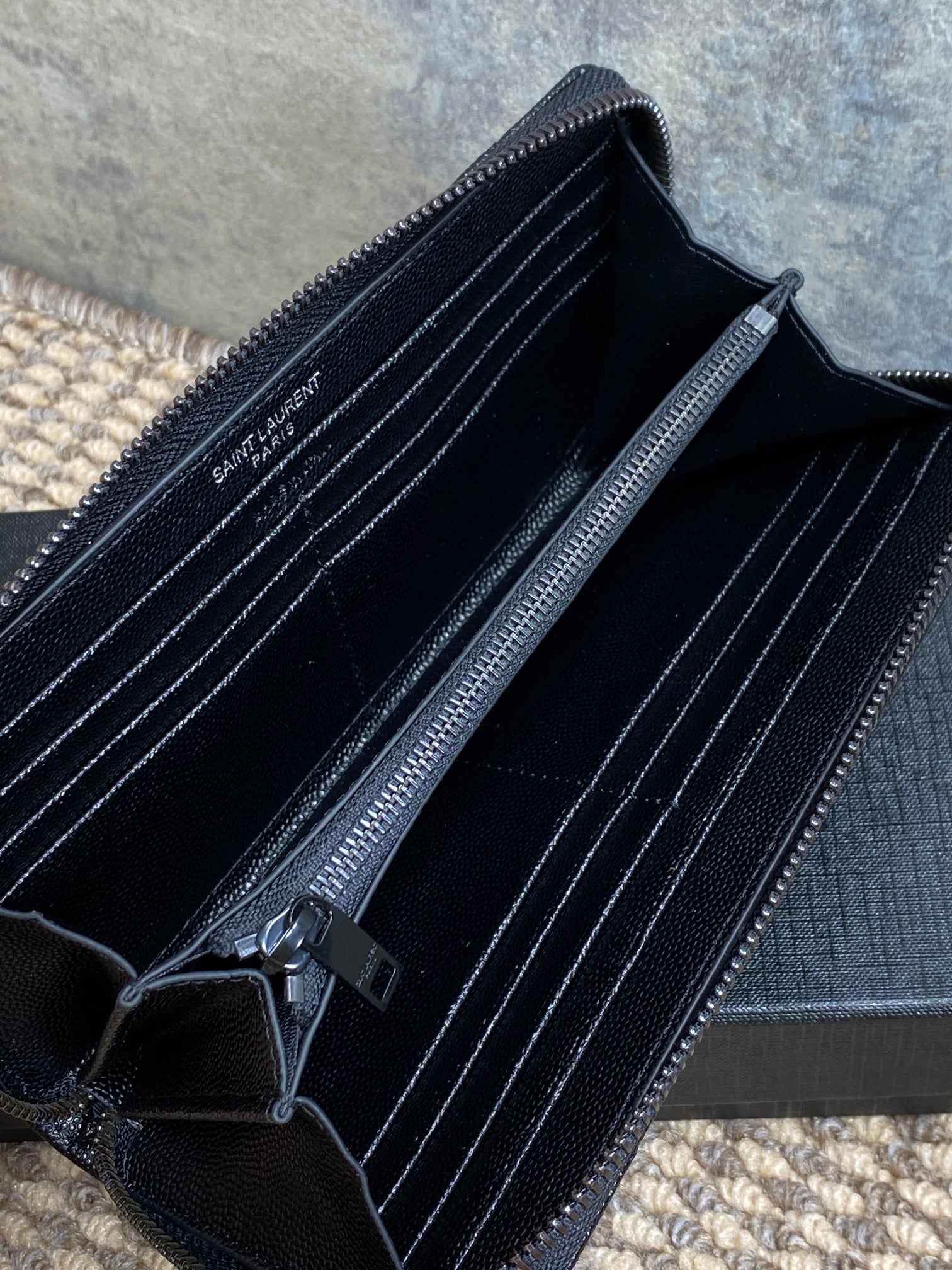 YSL Zippy Long Wallet Full Black Caviar Cowhide mysite