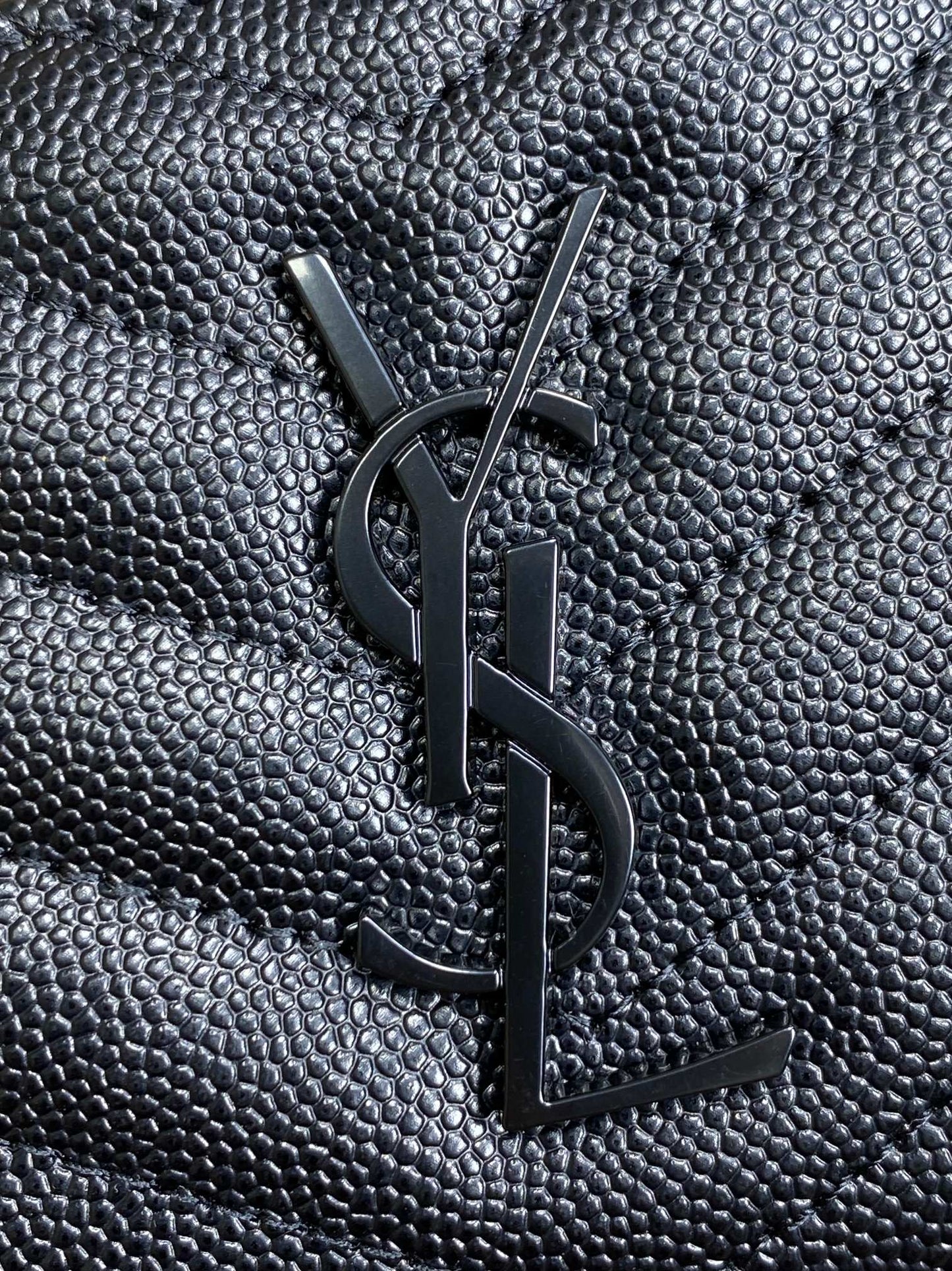 YSL Cassandre Matelassé Compact Zip-Around Wallet Full Black Caviar Cowhide mysite