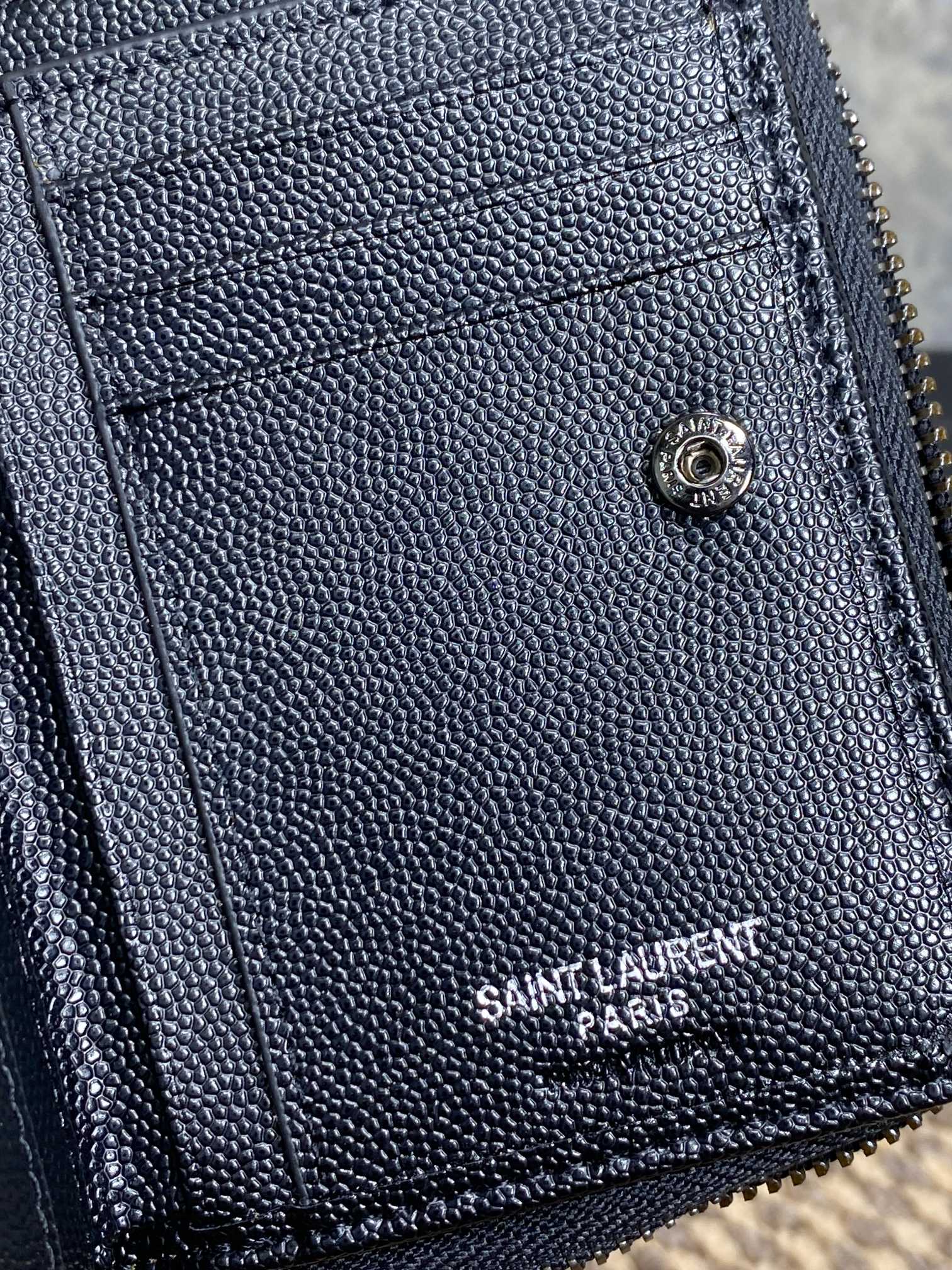 YSL Cassandre Matelassé Compact Zip-Around Wallet Full Black Caviar Cowhide mysite