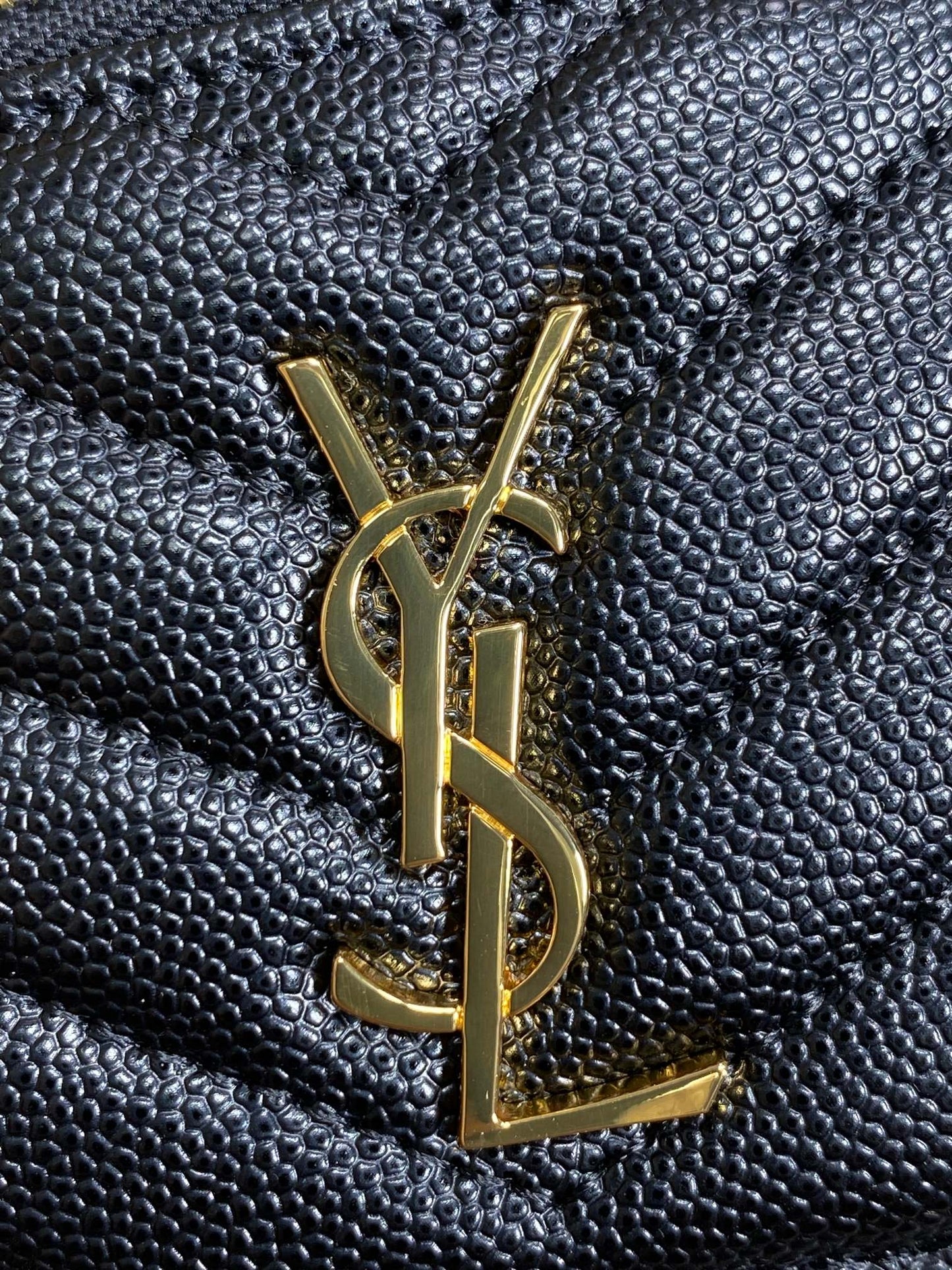 YSL Zip Coin Case With Card Black Caviar Cowhide GHW mysite