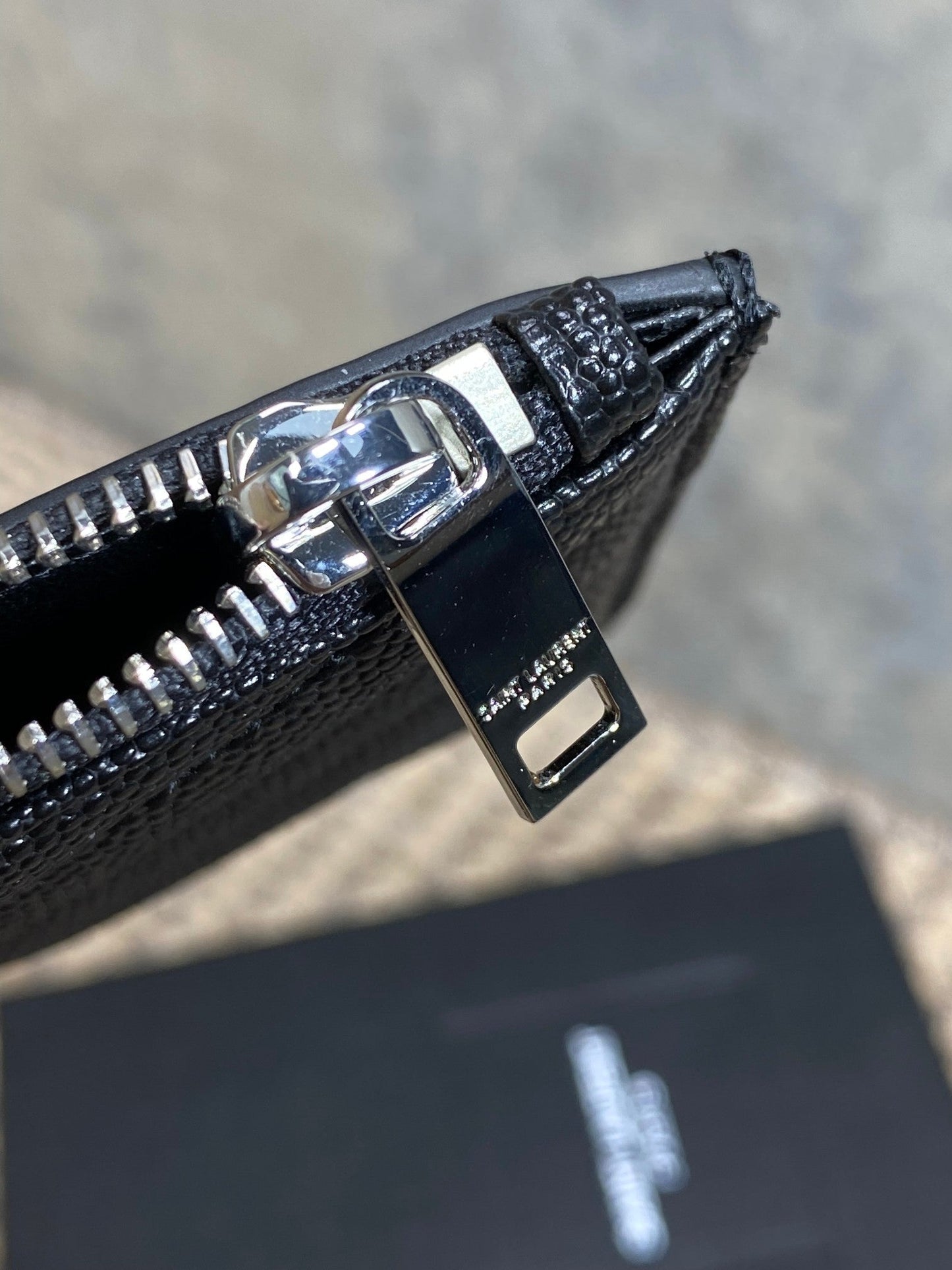 YSL Zip Coin Case With Card Black Caviar Cowhide Sliver HW mysite