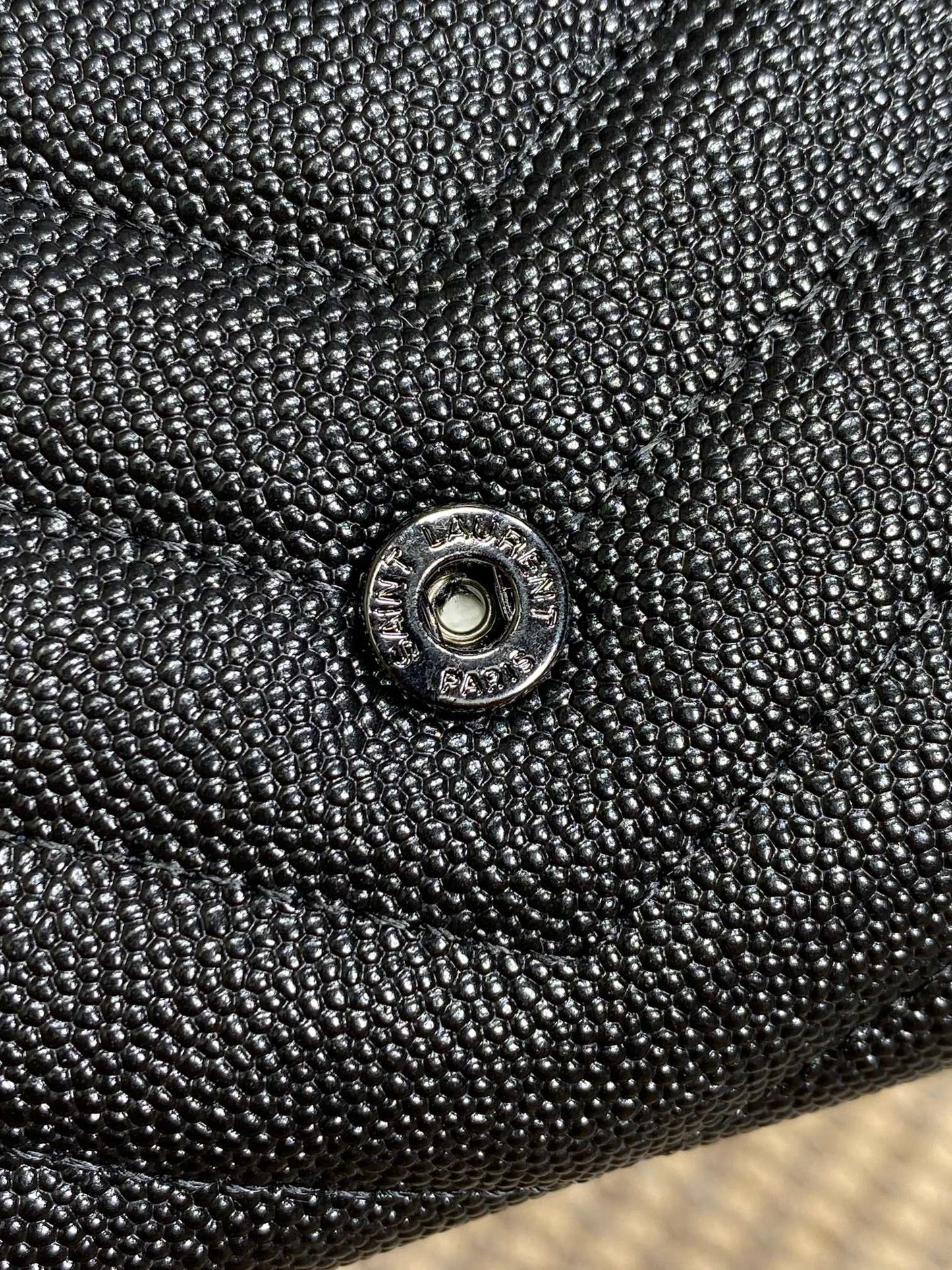 YSL Cassandre Envelope Flap Wallet Full Black Caviar Cowhide mysite