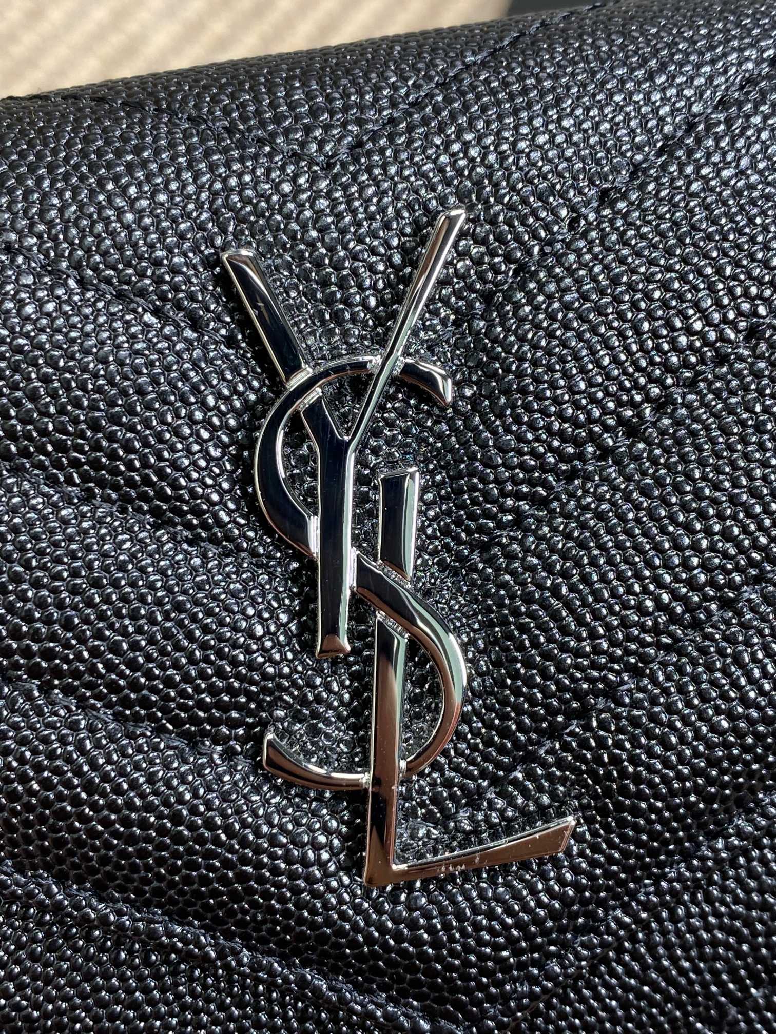 YSL Compact Flap Cassendre Wallet 10cm Black Leather Sliver HW mysite