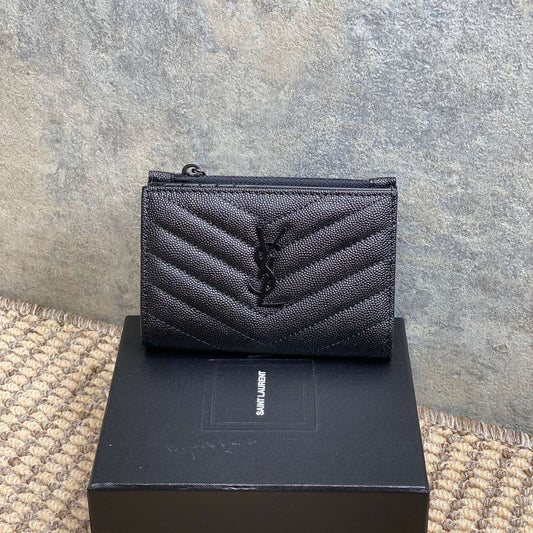 YSL Monogram Wallet Wallet 13cm Full Black Caviar Cowhide mysite