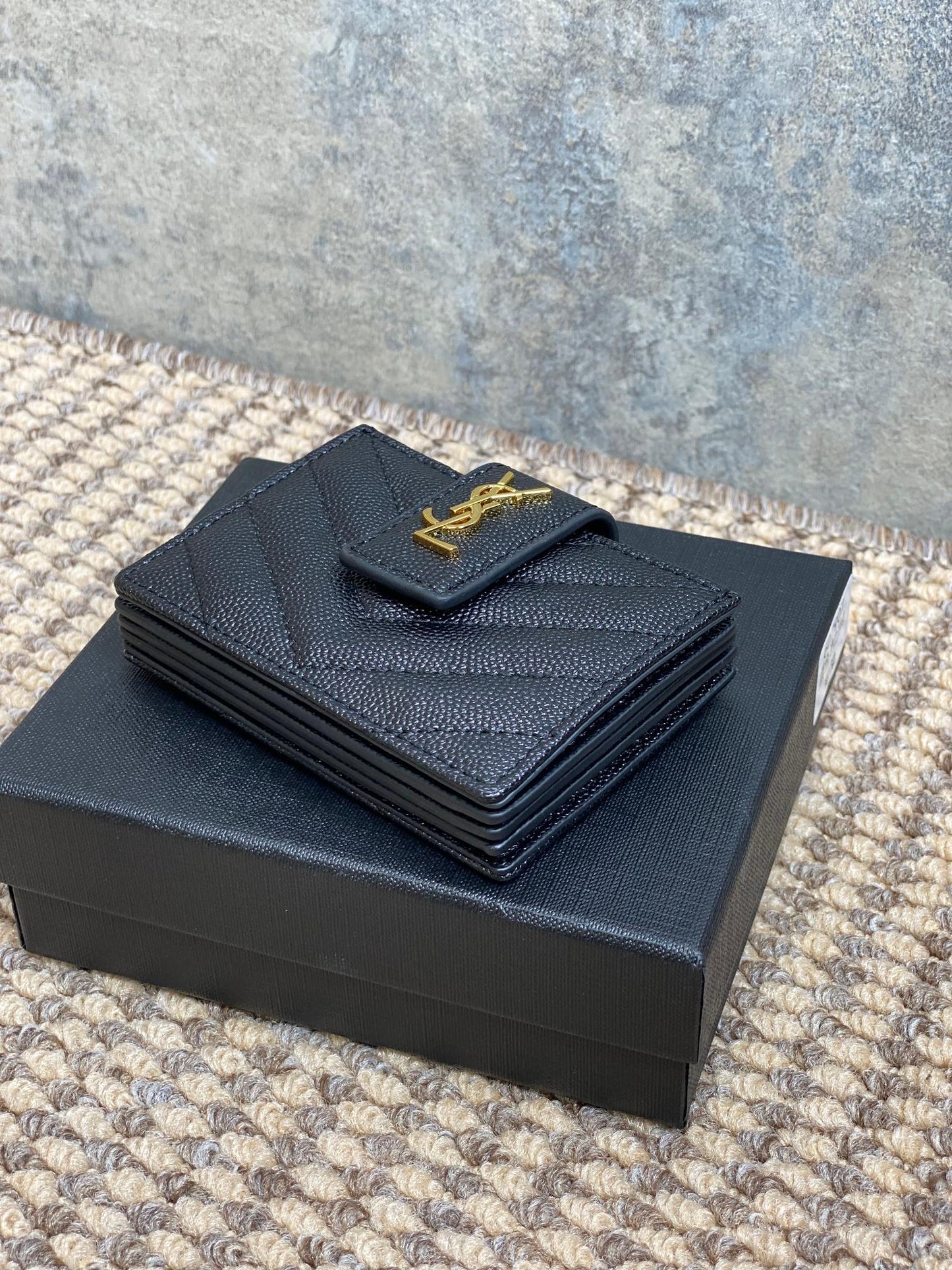 YSL Accordion Card Wallet Black 11cm Caviar Cowhide GHW mysite